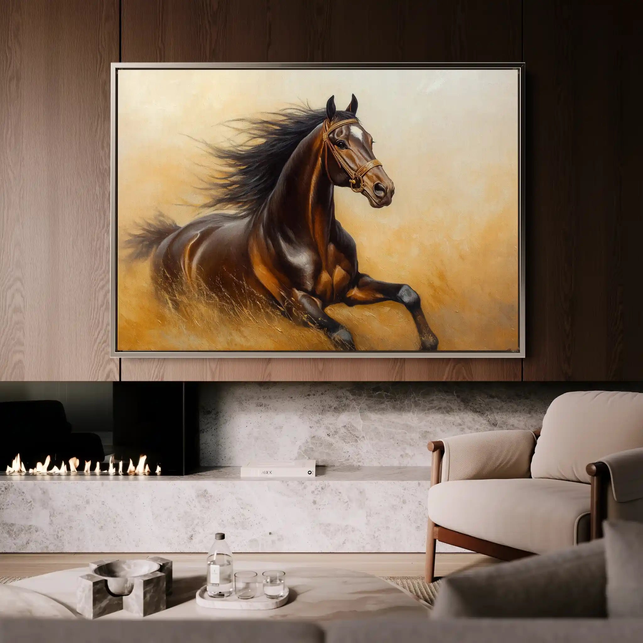 Horses 001 Canvas Art 60 x 40 cm / Black
