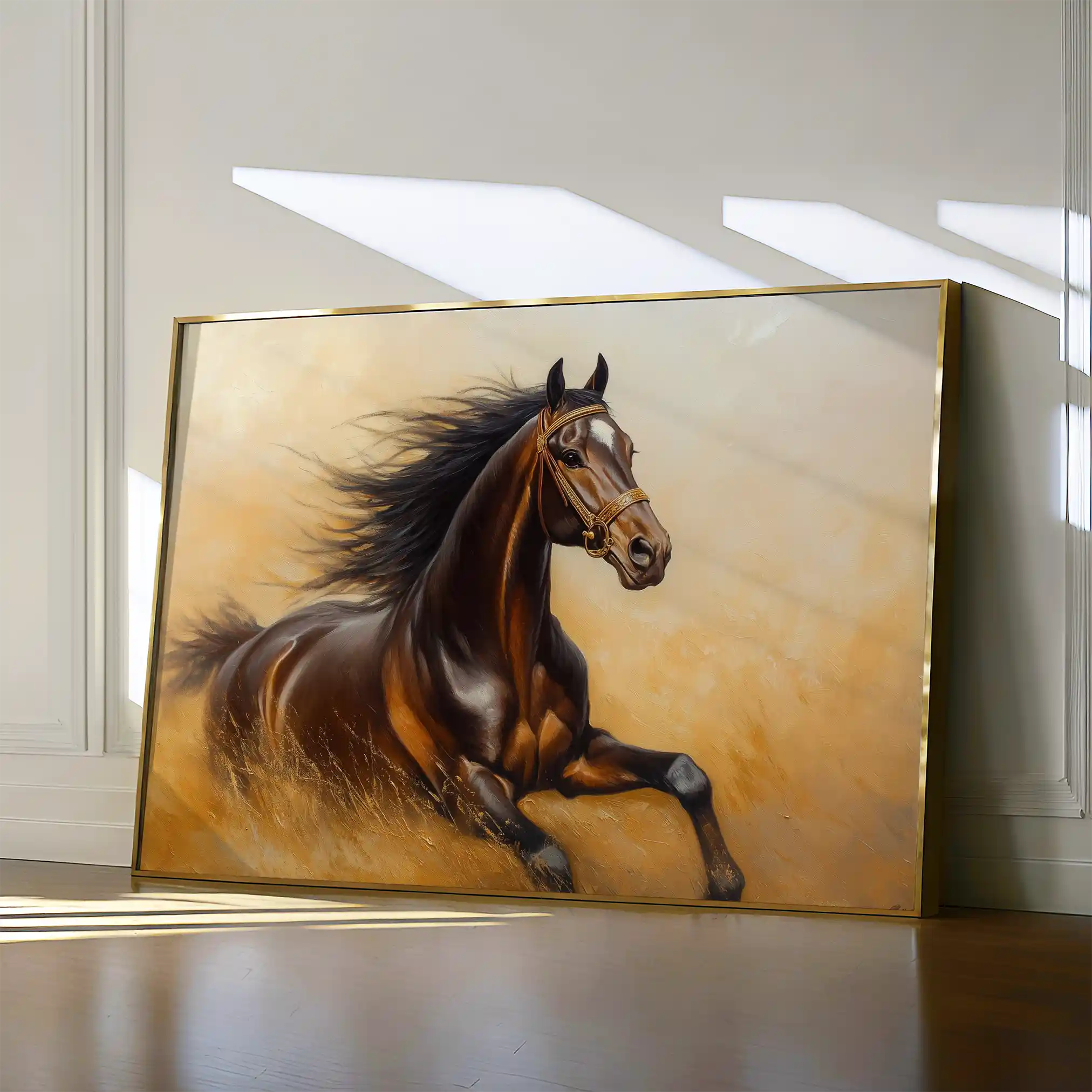 Horses 001 Canvas Art 60 x 40 cm / Black