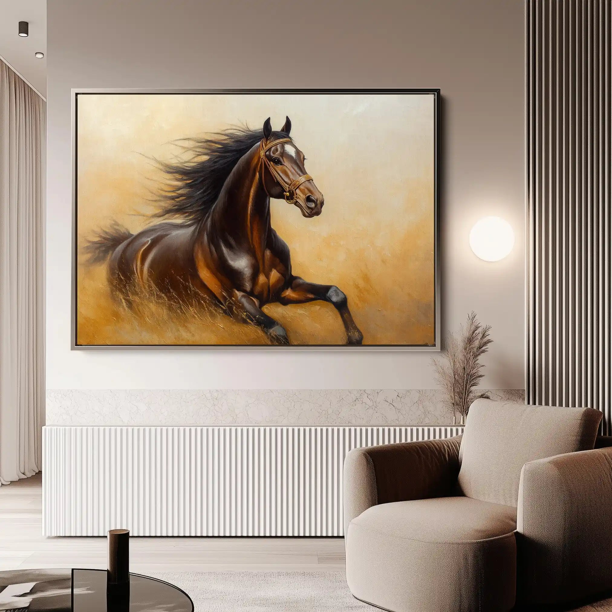 Horses 001 Canvas Art 60 x 40 cm / Black