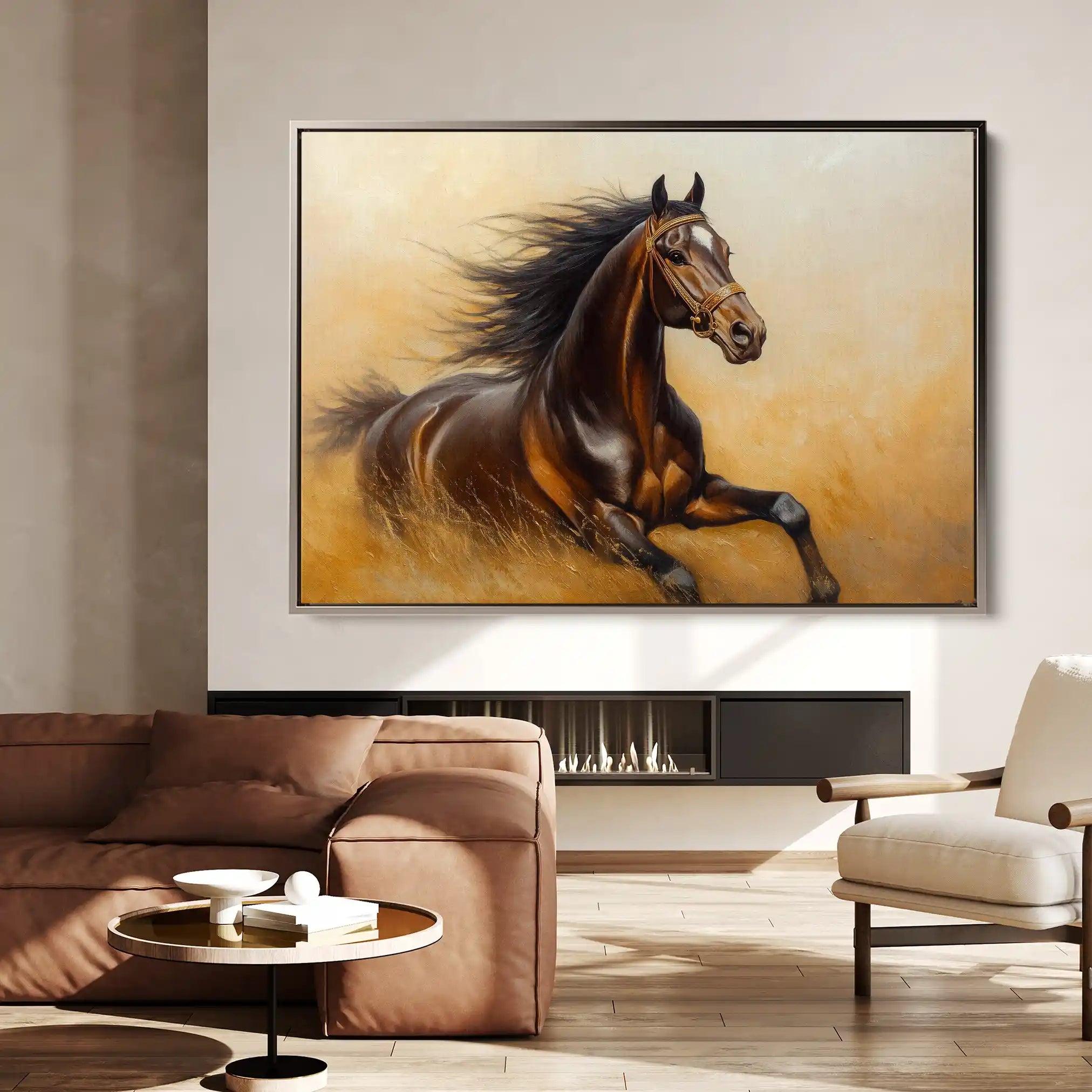 Horses 001 Canvas Art 60 x 40 cm / Black