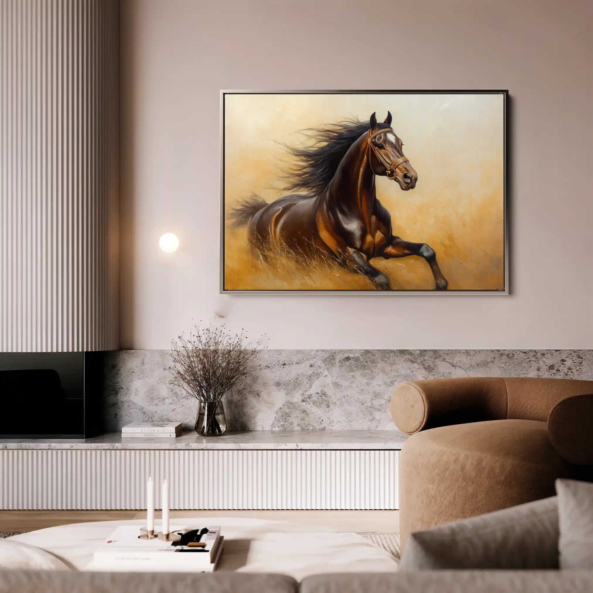 Horses 001 Canvas Art 60 x 40 cm / Black