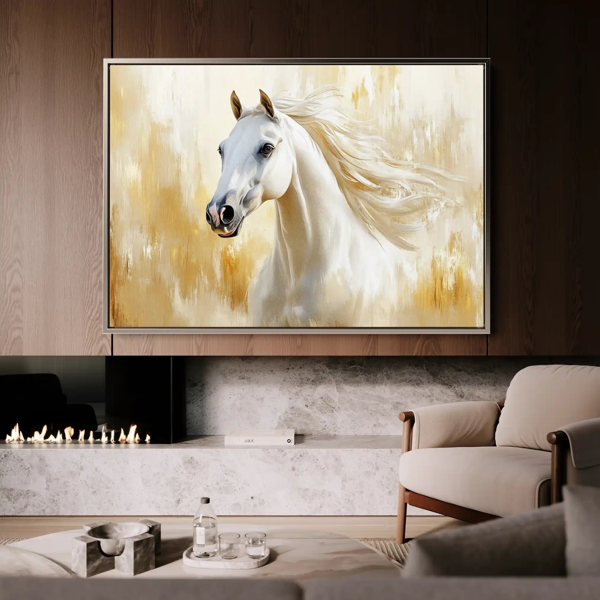 Horses 002 Canvas Art 60 x 40 cm / Black