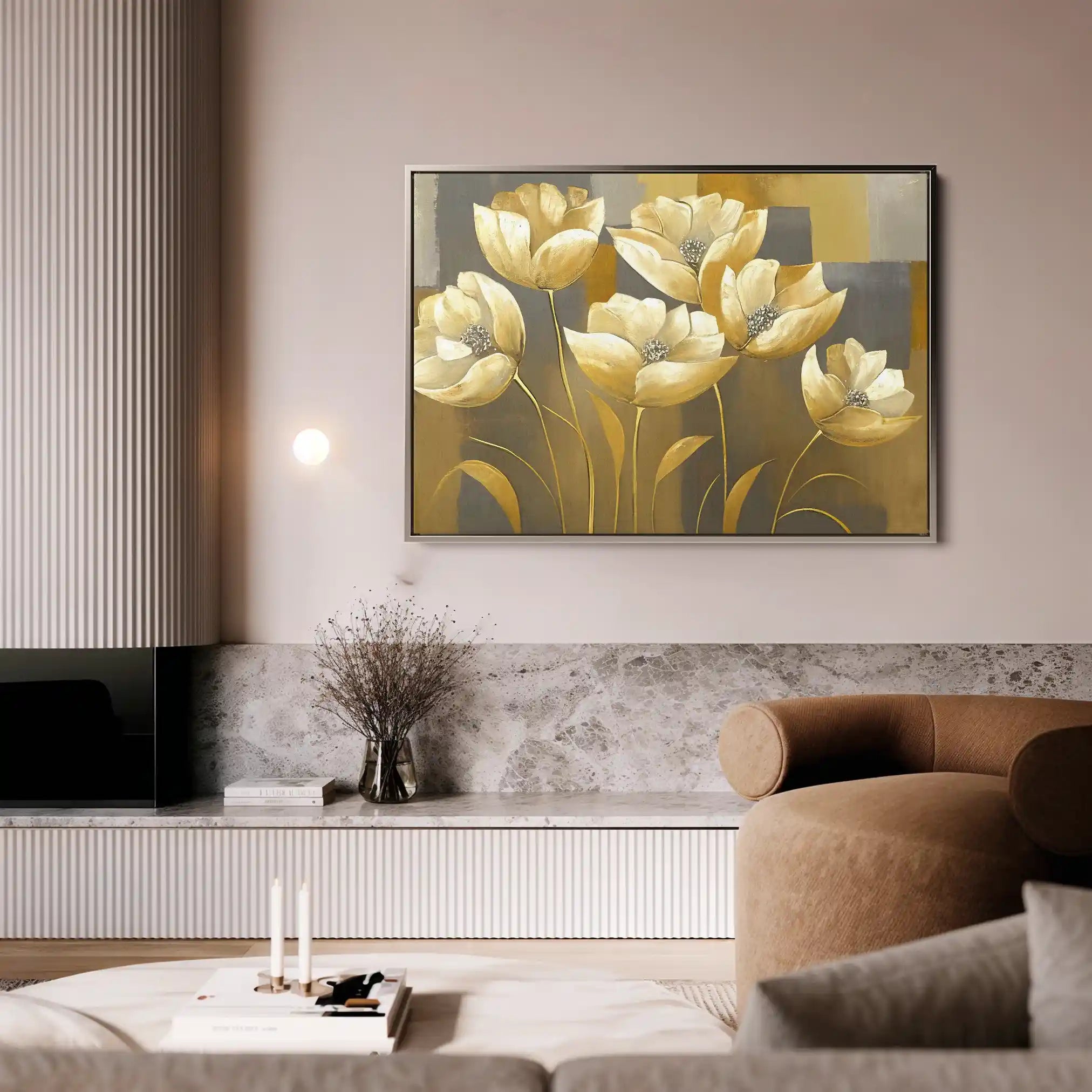 Floral 004 Canvas Art 60 x 40 cm / Black