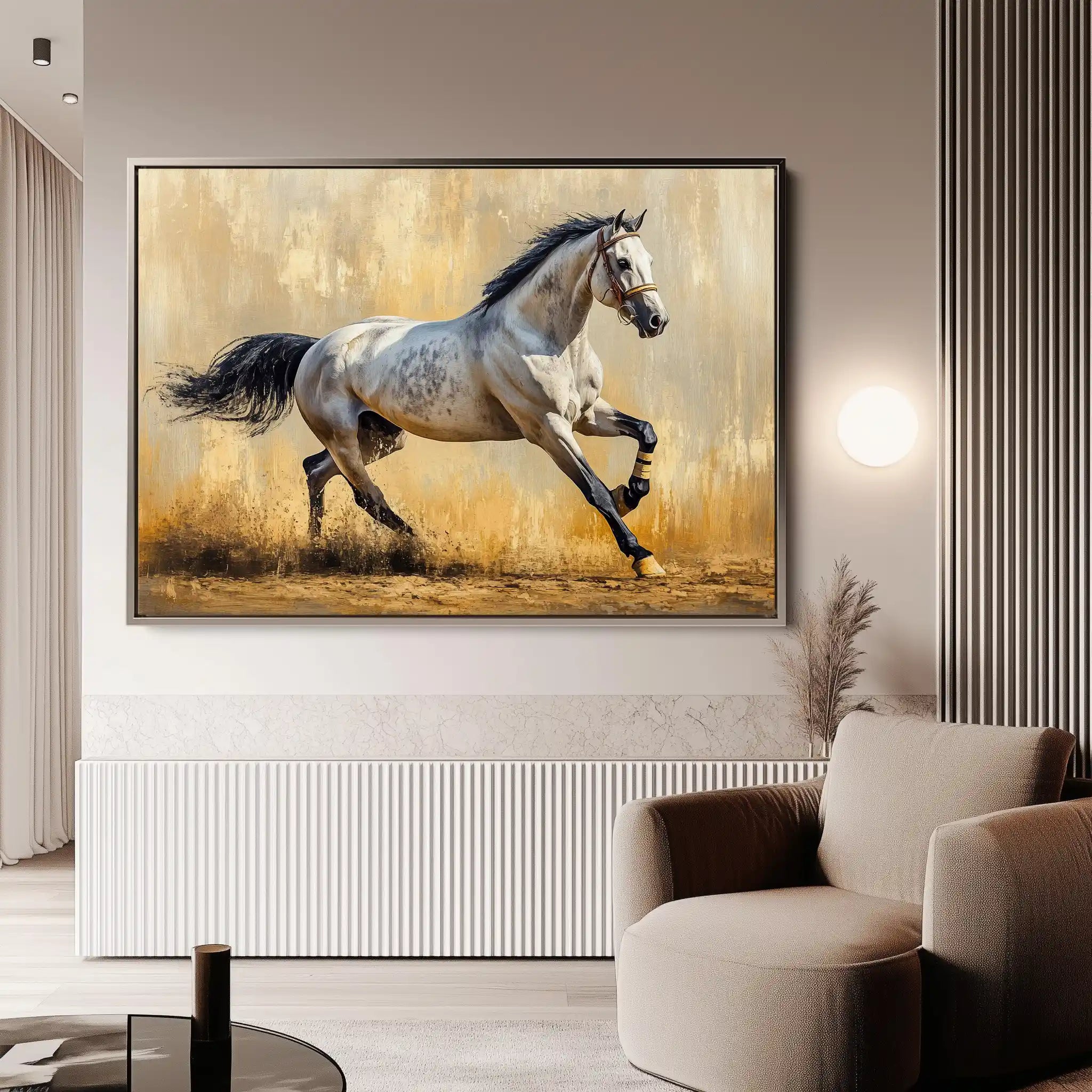 Horses 004 Canvas Art 60 x 40 cm / Black