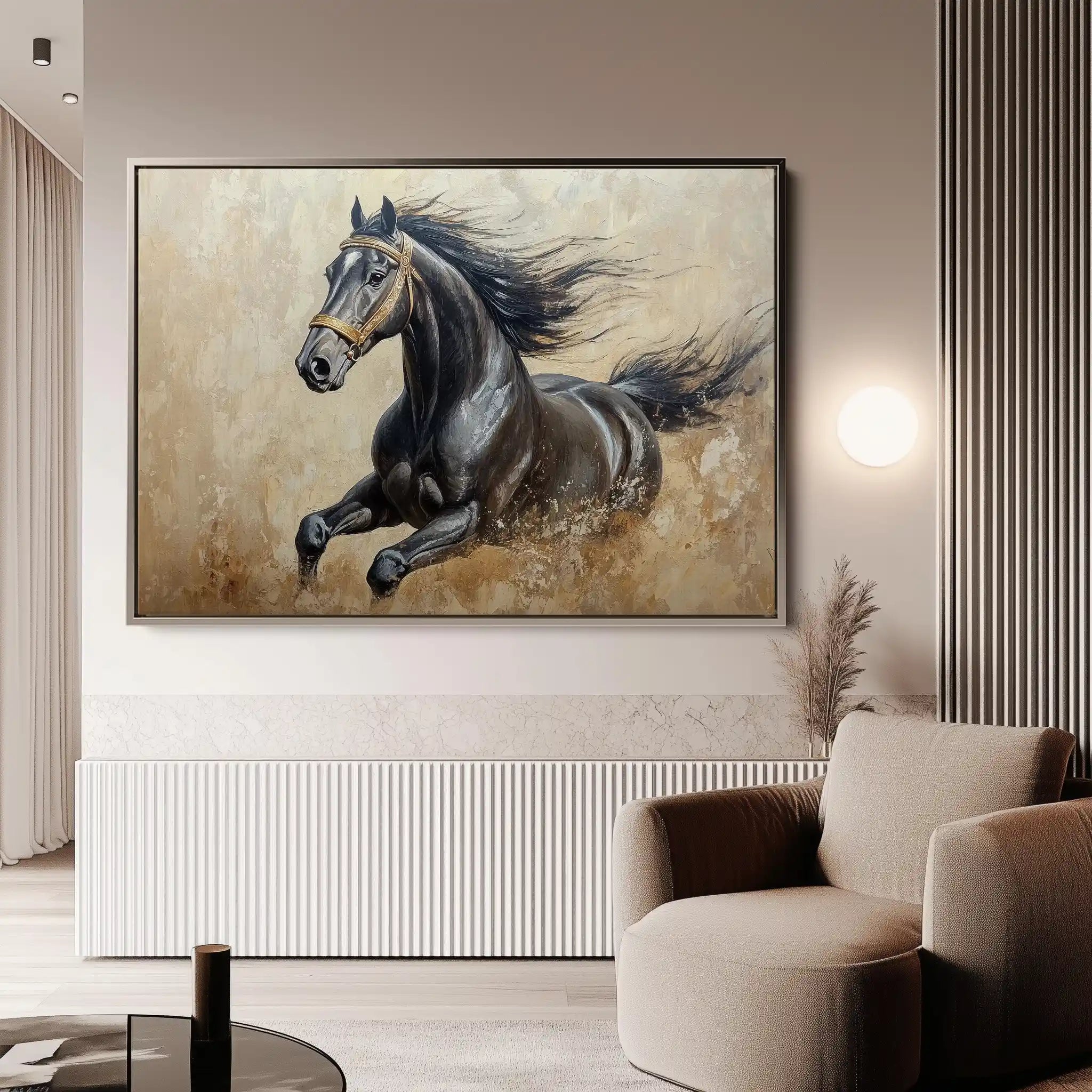 Horses 005 Canvas Art 60 x 40 cm / Black