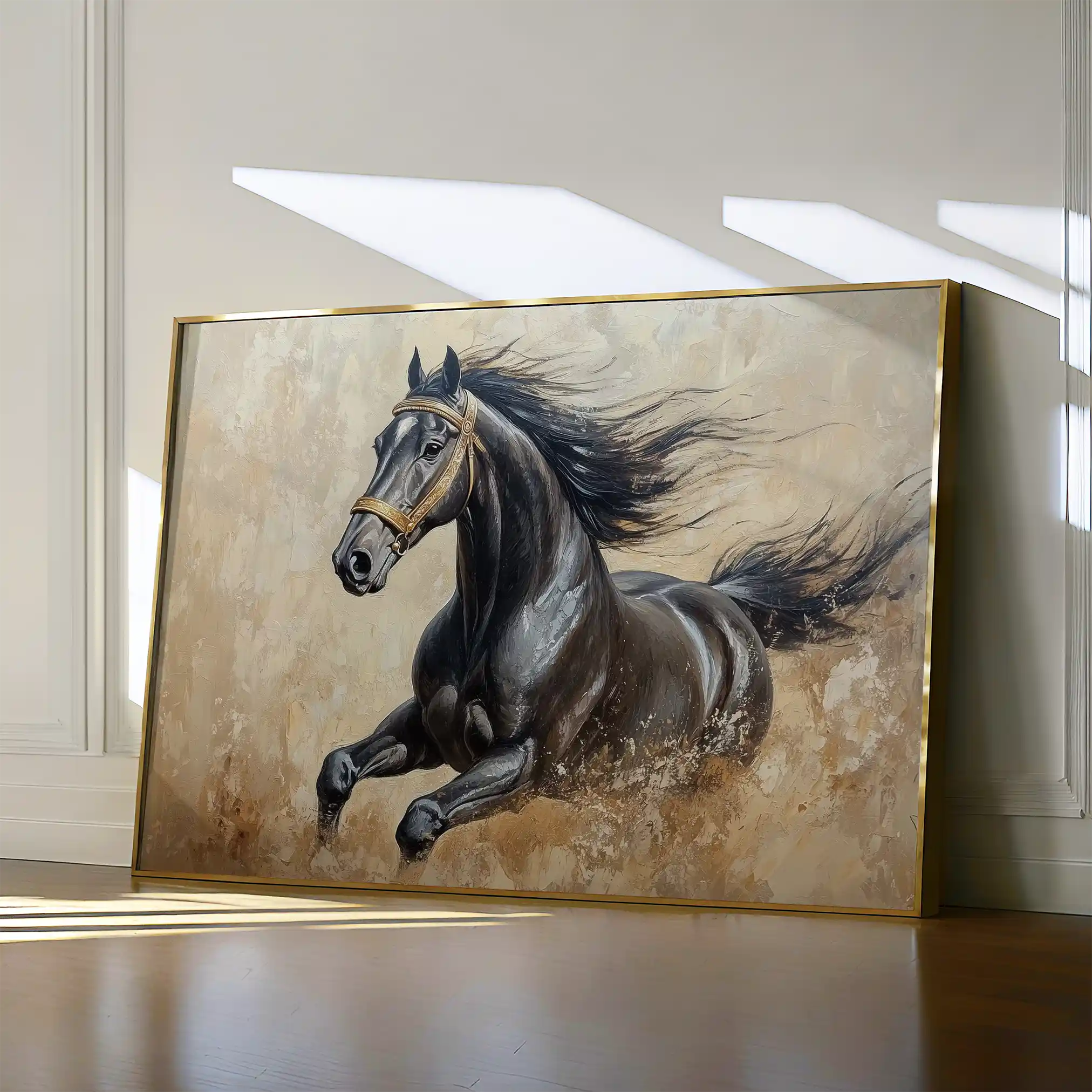 Horses 005 Canvas Art 60 x 40 cm / Black
