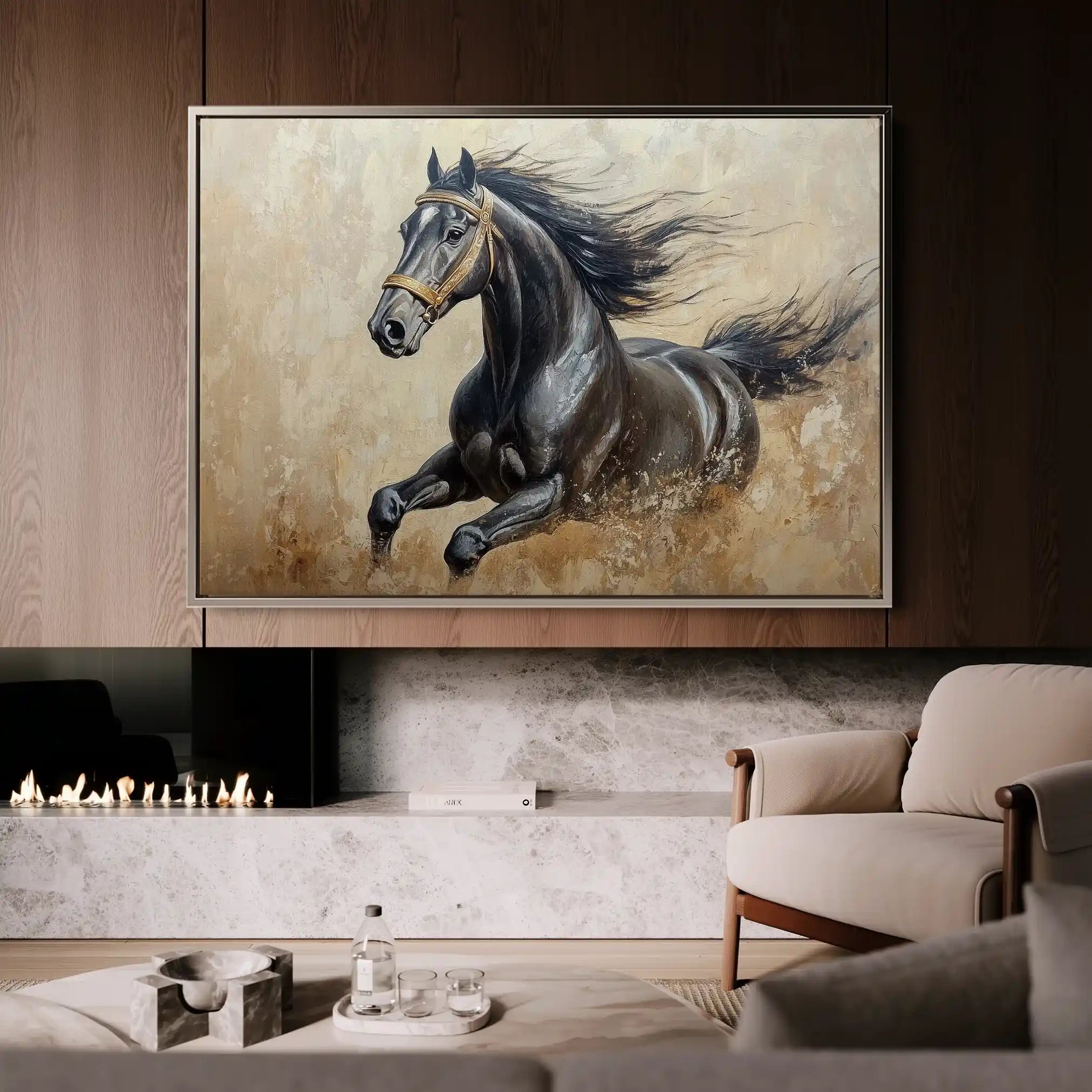 Horses 005 Canvas Art 60 x 40 cm / Black