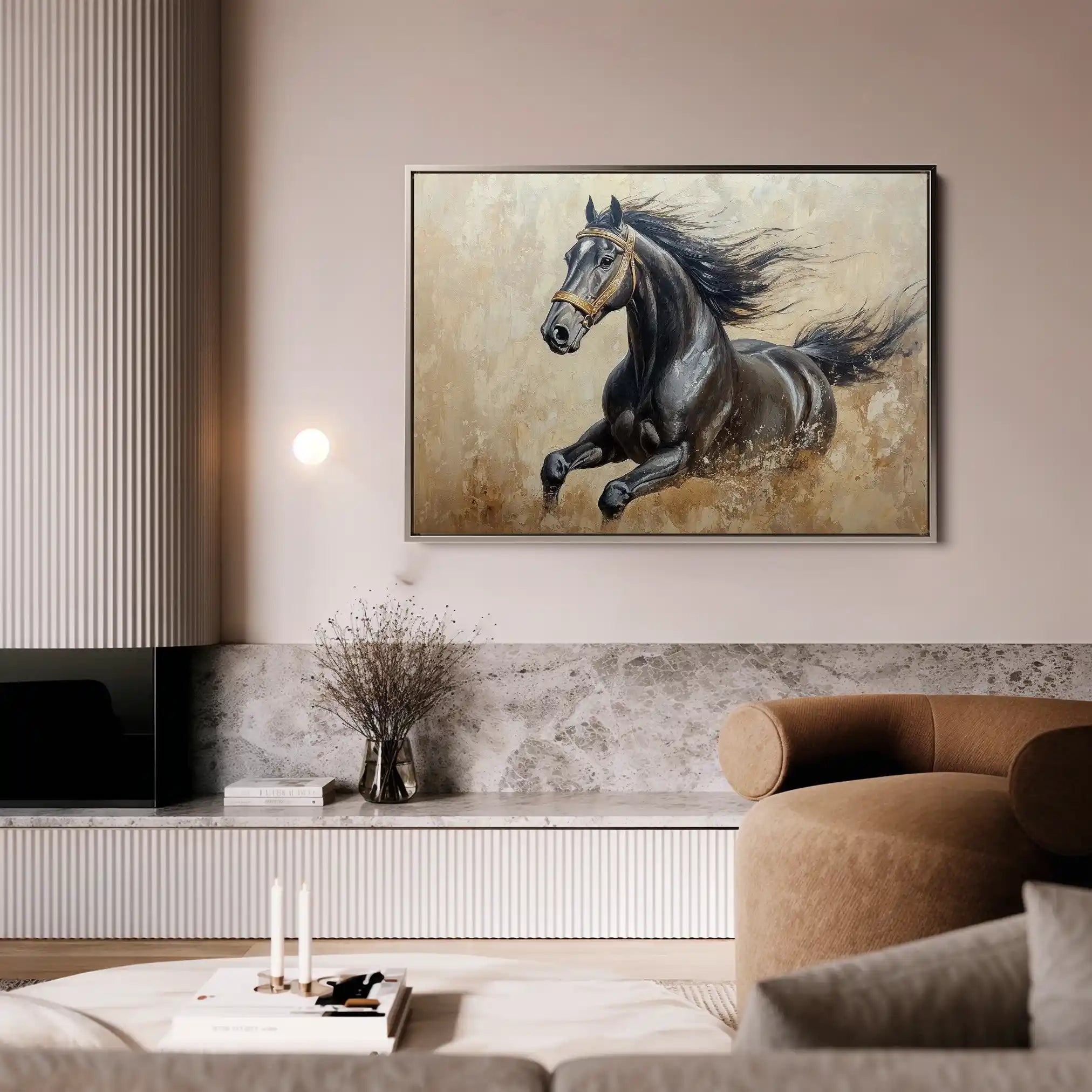 Horses 005 Canvas Art 60 x 40 cm / Black
