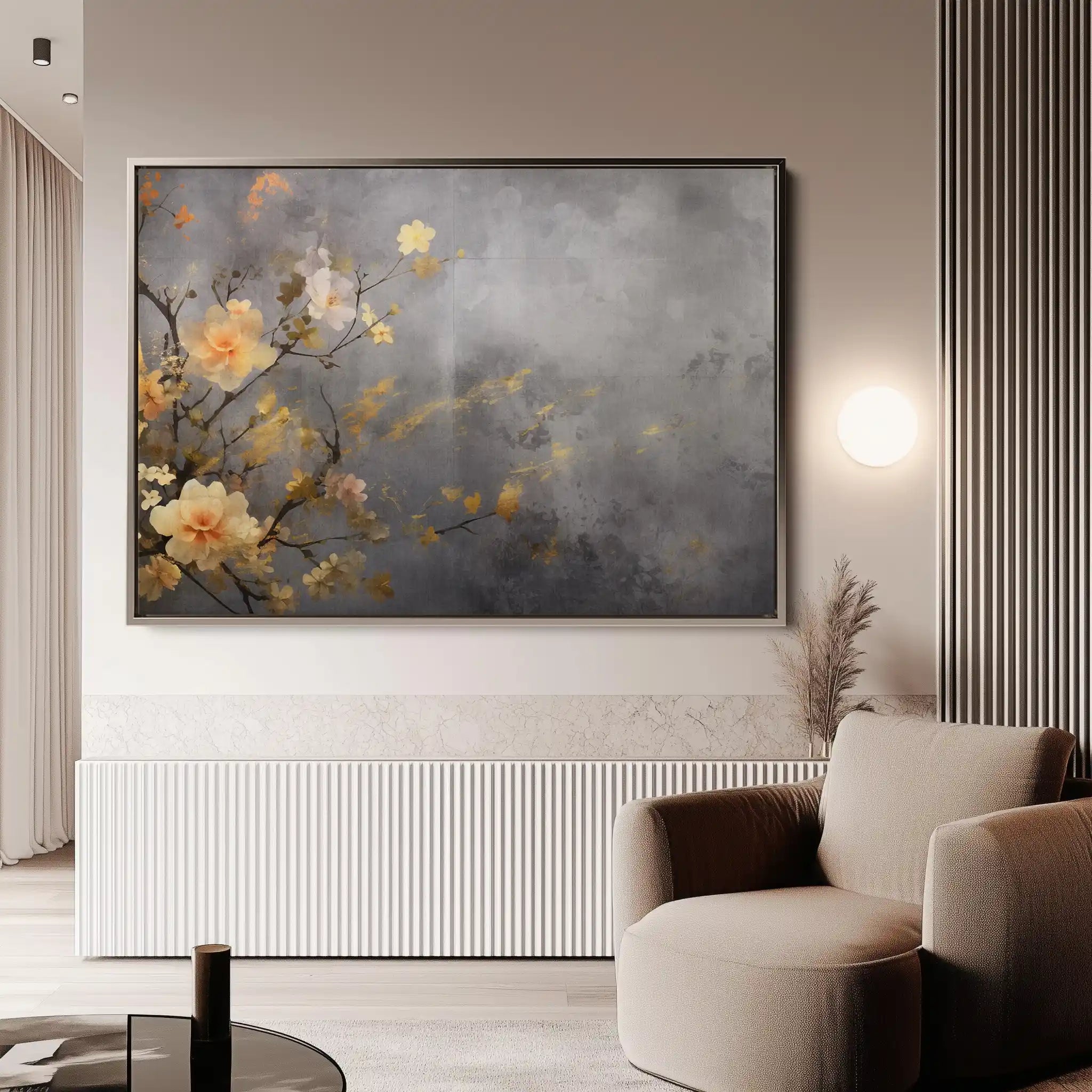 Floral 008 Canvas Art 60 x 40 cm / Black
