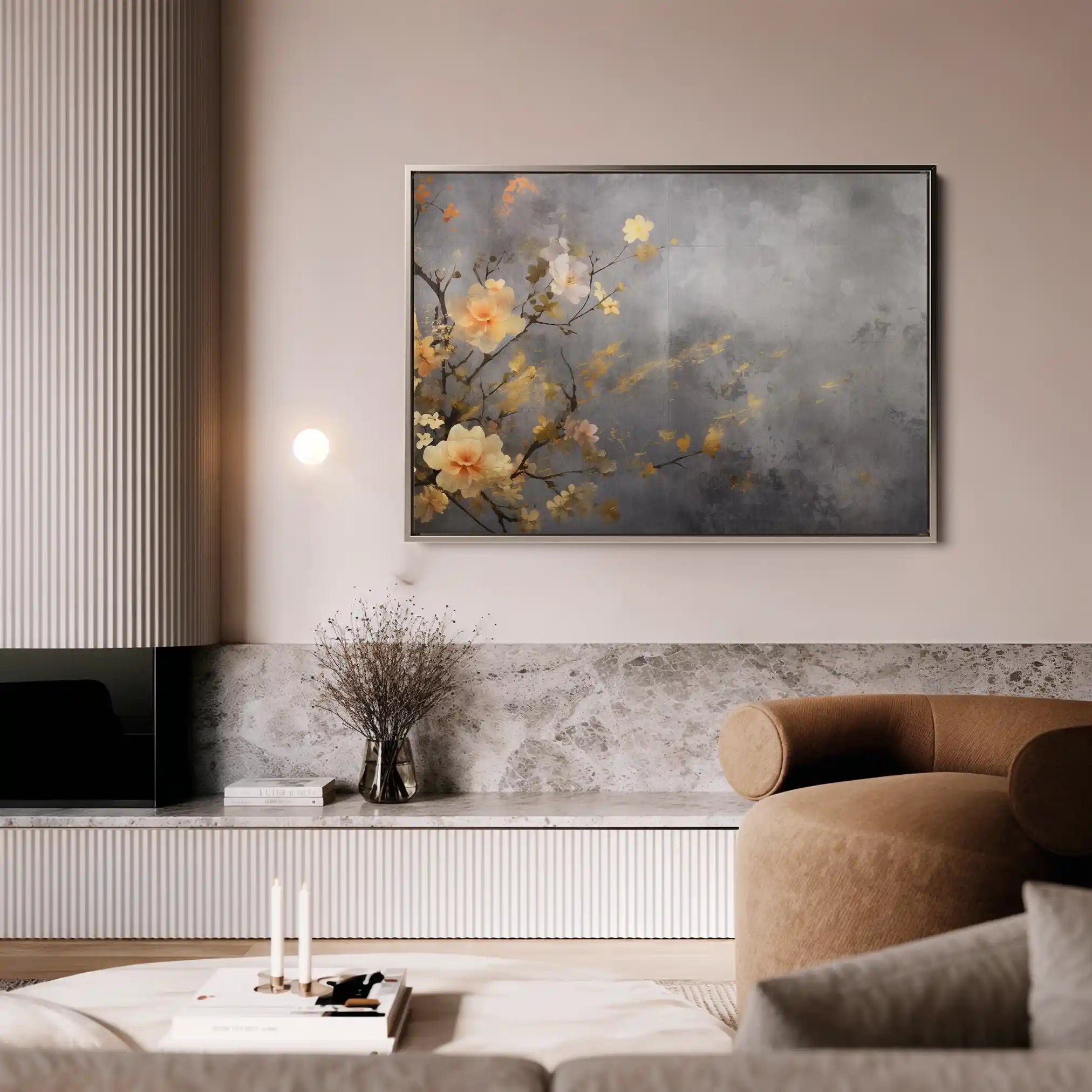 Floral 008 Canvas Art 60 x 40 cm / Black