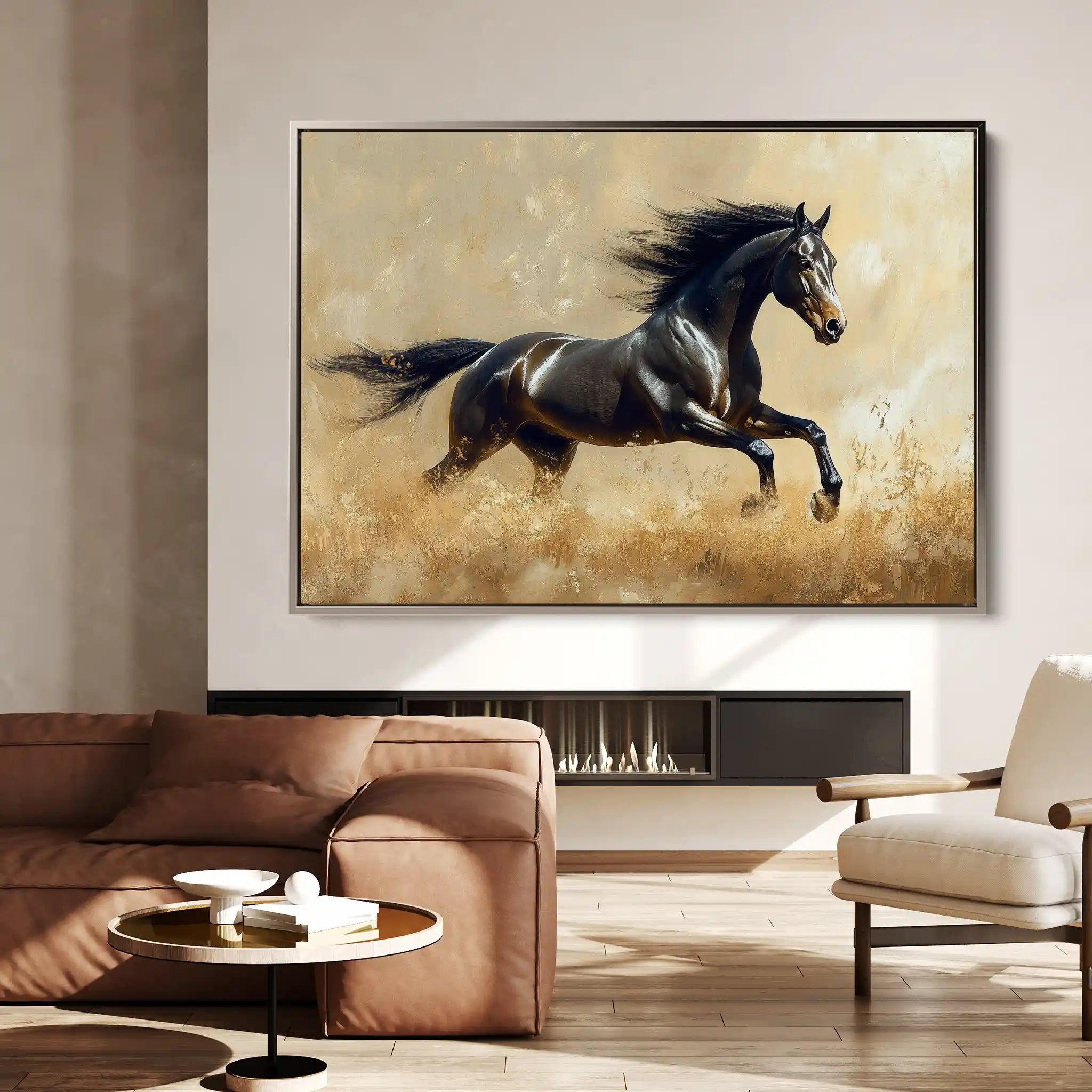 Horses 008 Canvas Art 60 x 40 cm / Black