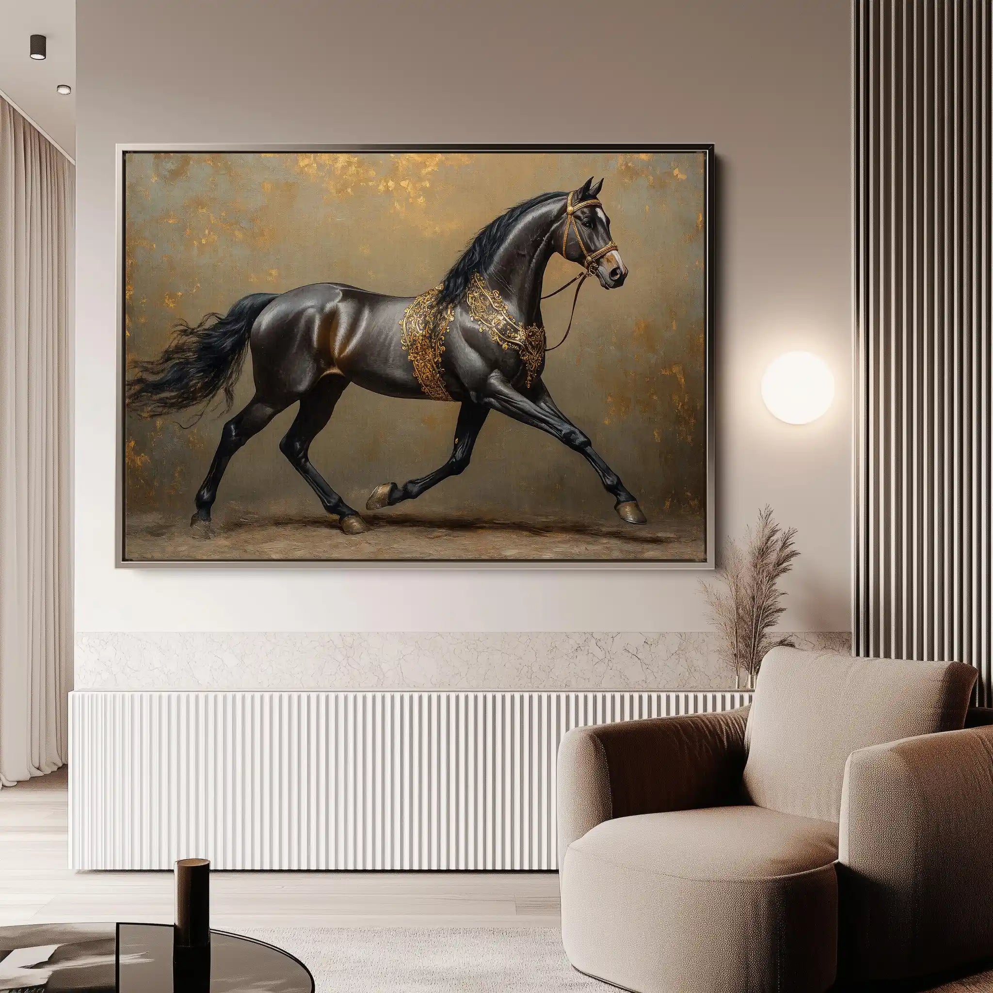 Horses 009 Canvas Art 60 x 40 cm / Black