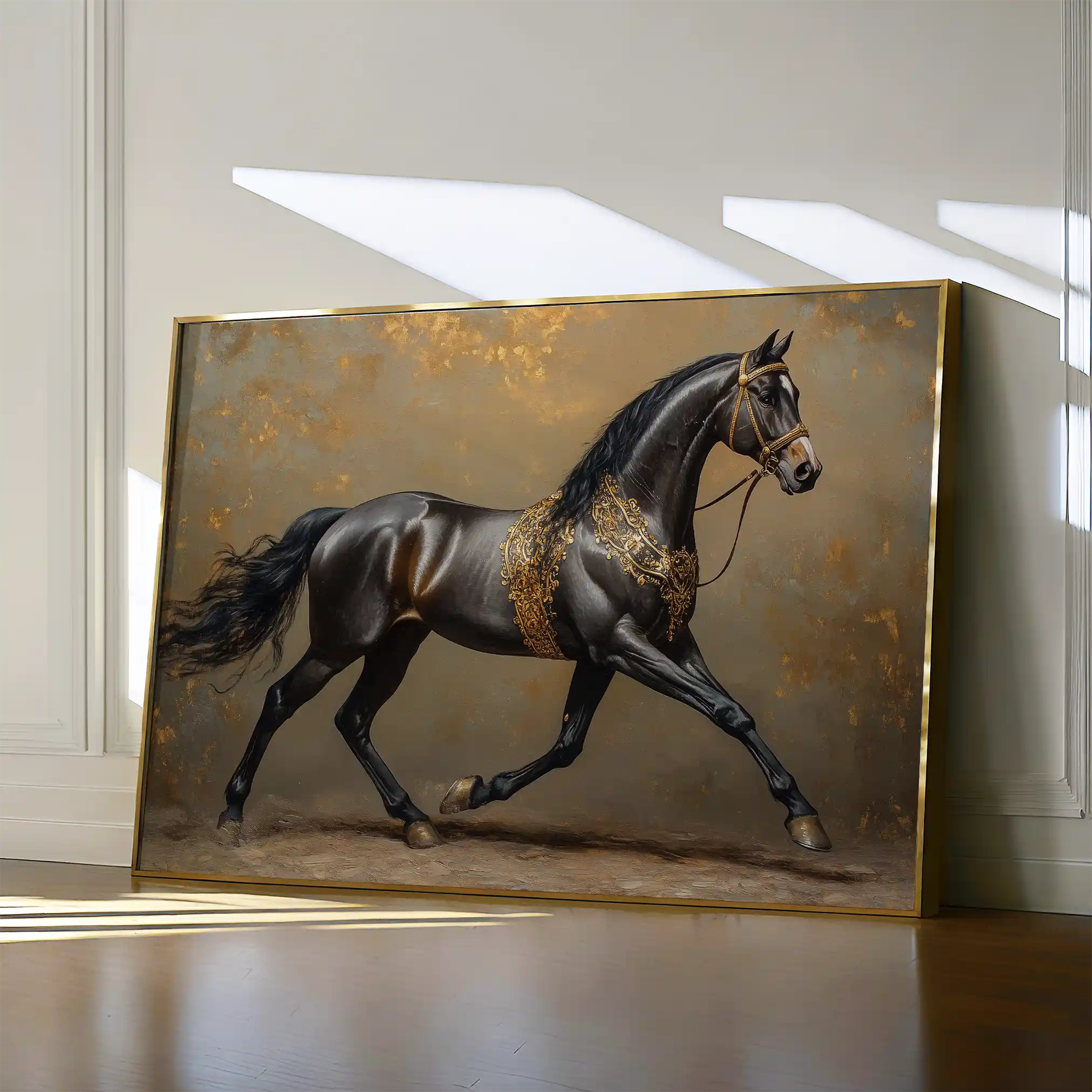 Horses 009 Canvas Art 60 x 40 cm / Black