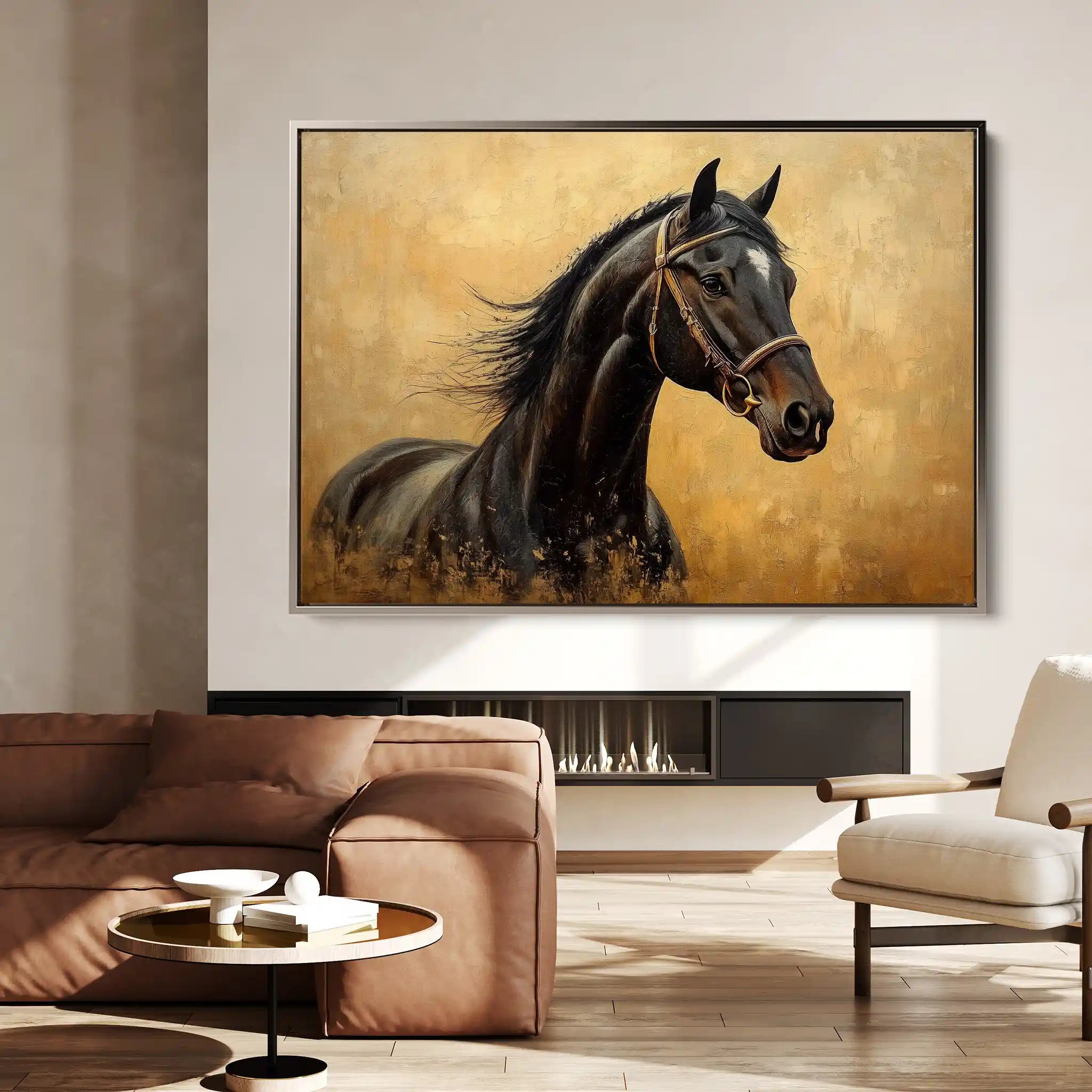 Horses 010 Canvas Art 60 x 40 cm / Black