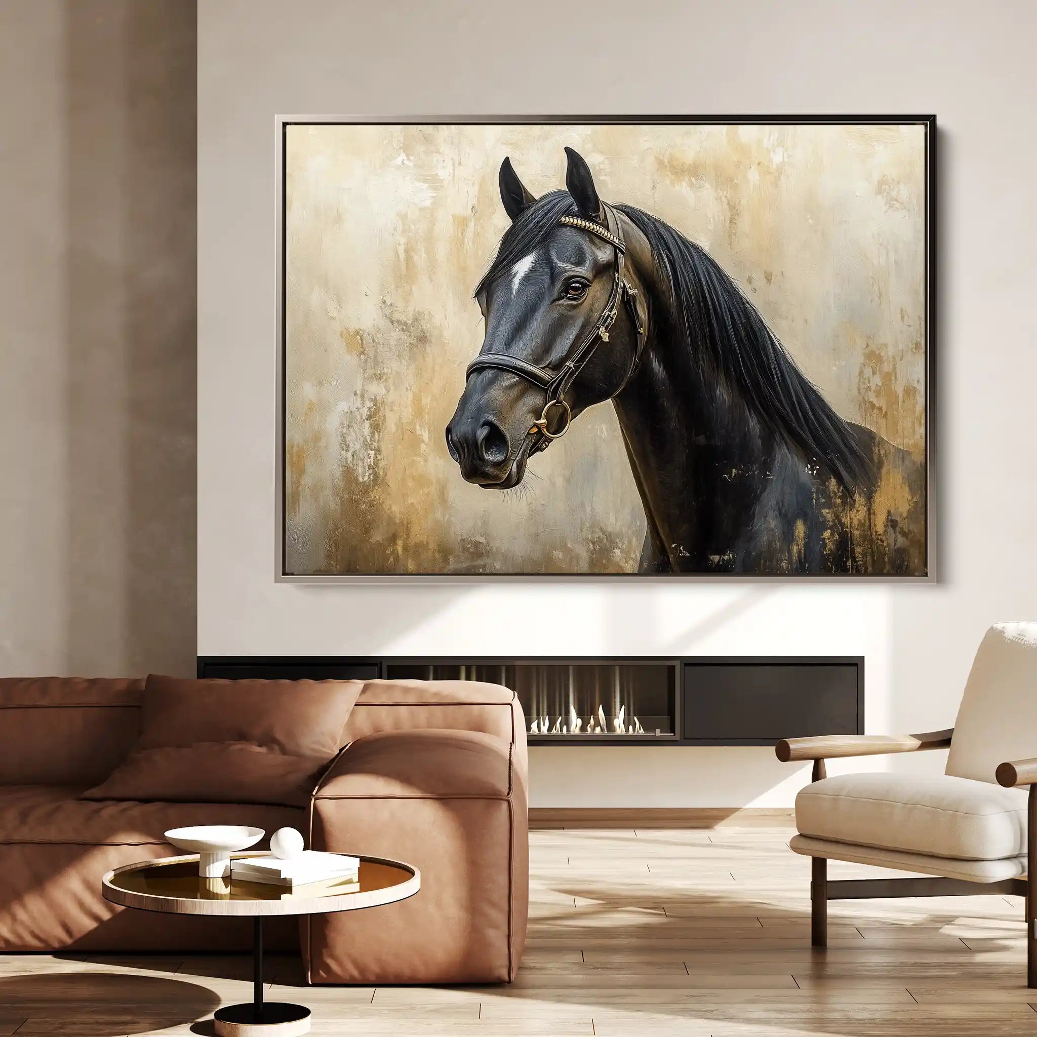 Horses 011 Canvas Art 60 x 40 cm / Black