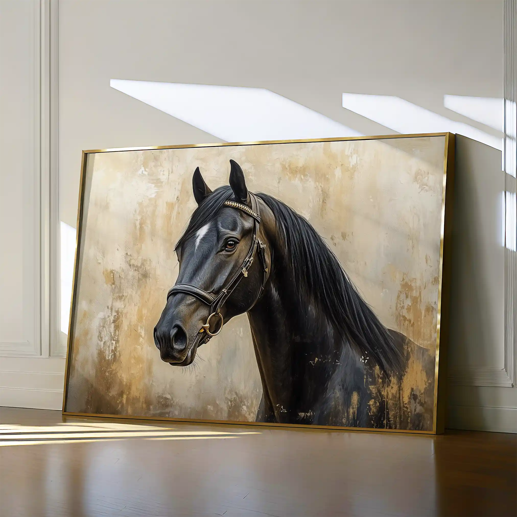 Horses 011 Canvas Art 60 x 40 cm / Black