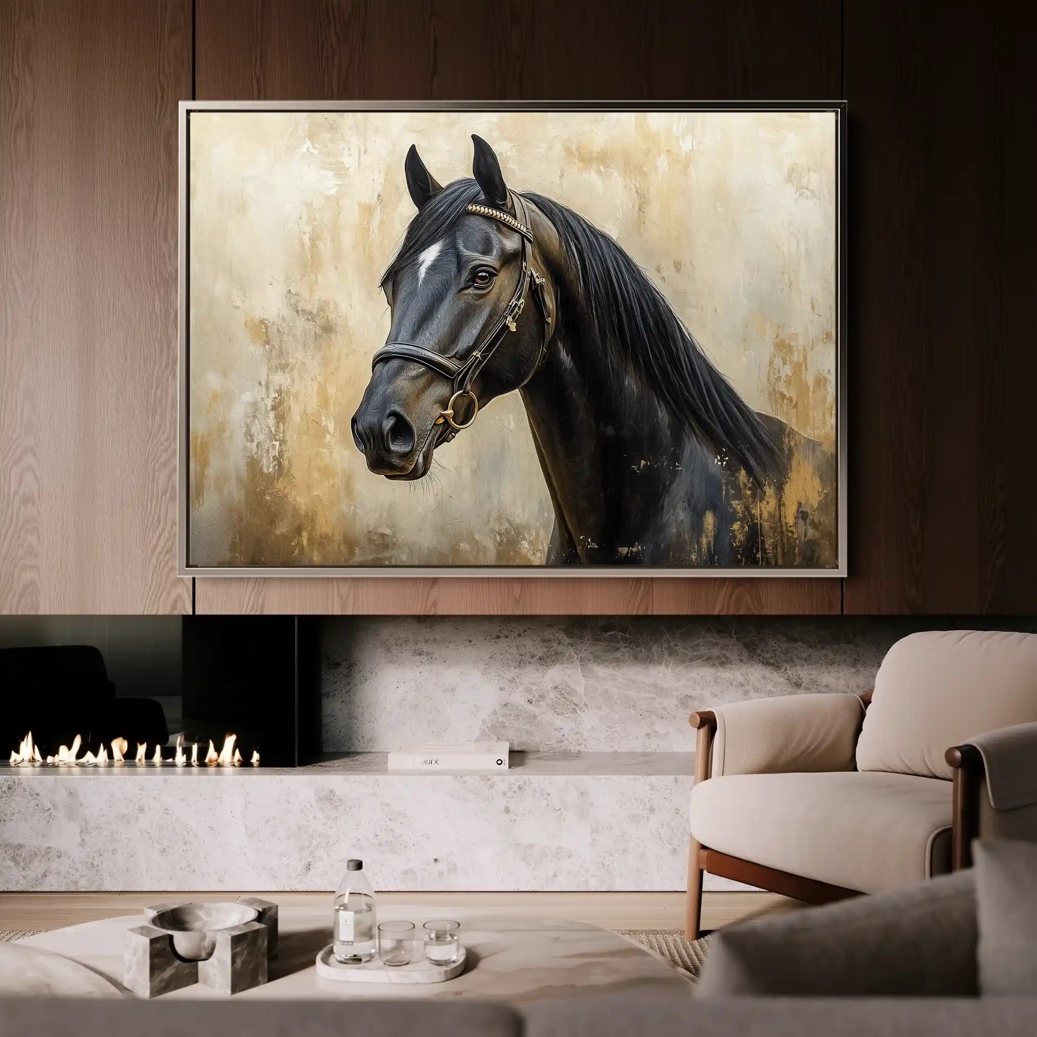 Horses 011 Canvas Art 60 x 40 cm / Black
