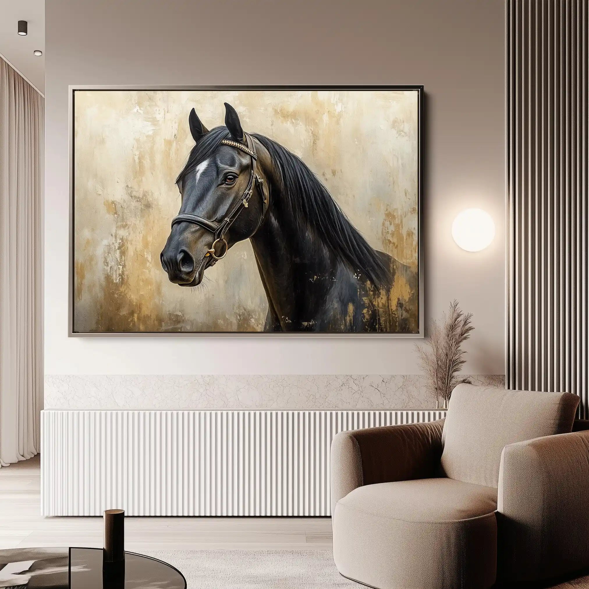 Horses 011 Canvas Art 60 x 40 cm / Black