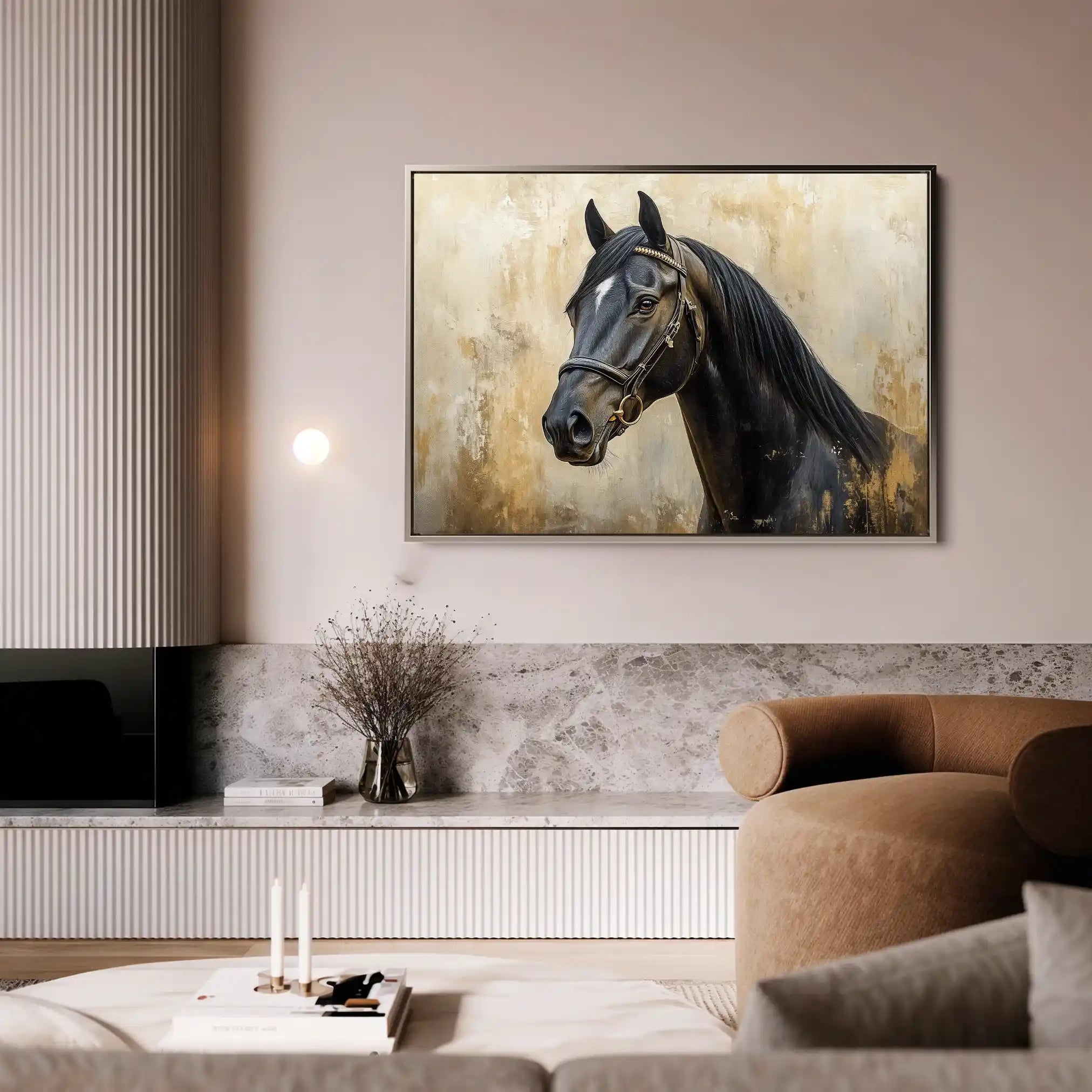 Horses 011 Canvas Art 60 x 40 cm / Black