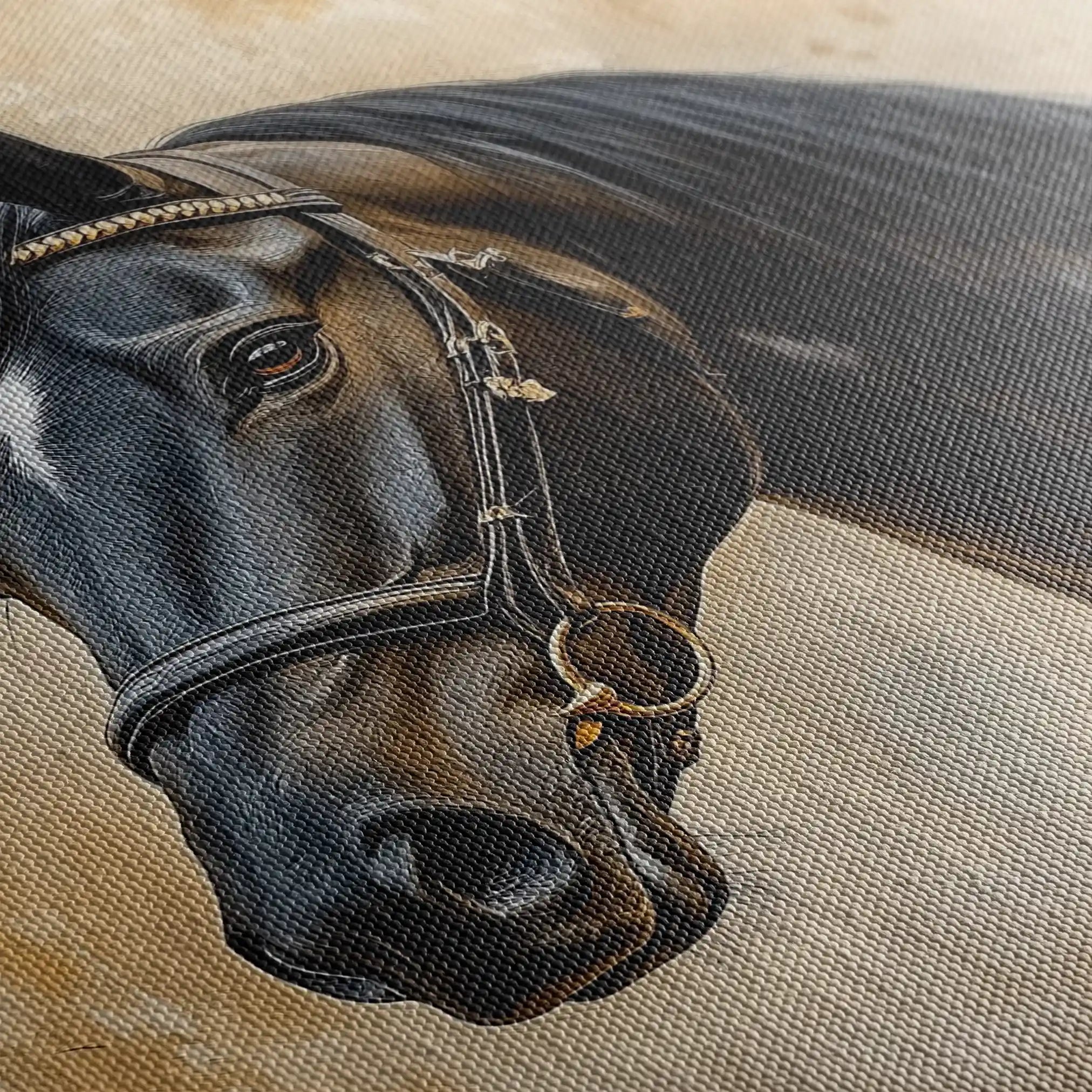 Horses 011 Canvas Art 60 x 40 cm / Black
