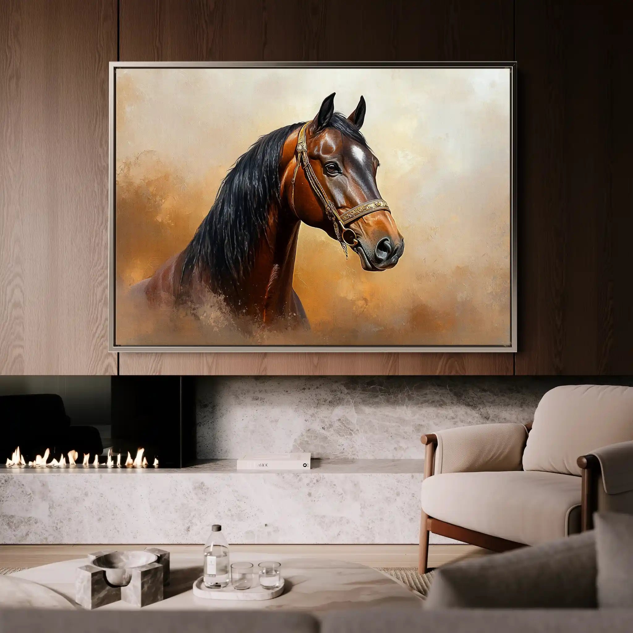 Horses 012 Canvas Art 60 x 40 cm / Black
