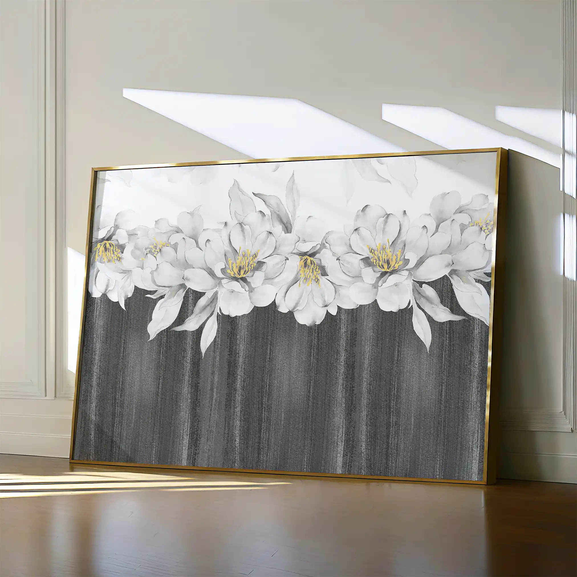 Floral 013 Canvas Art 60 x 40 cm / Black