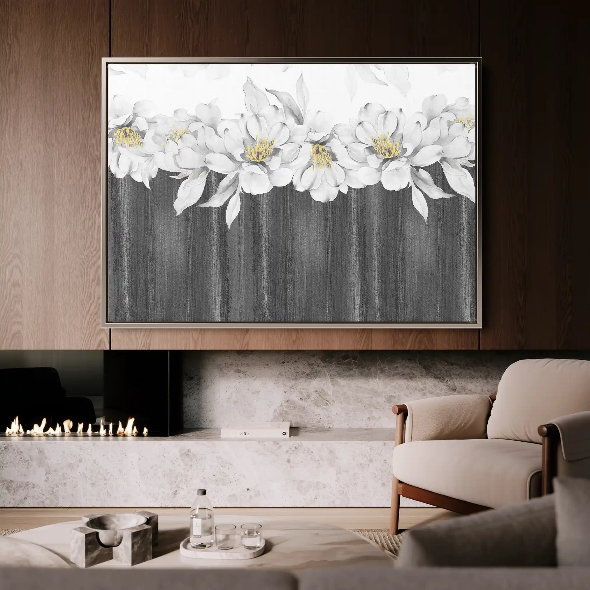 Floral 013 Canvas Art 60 x 40 cm / Black