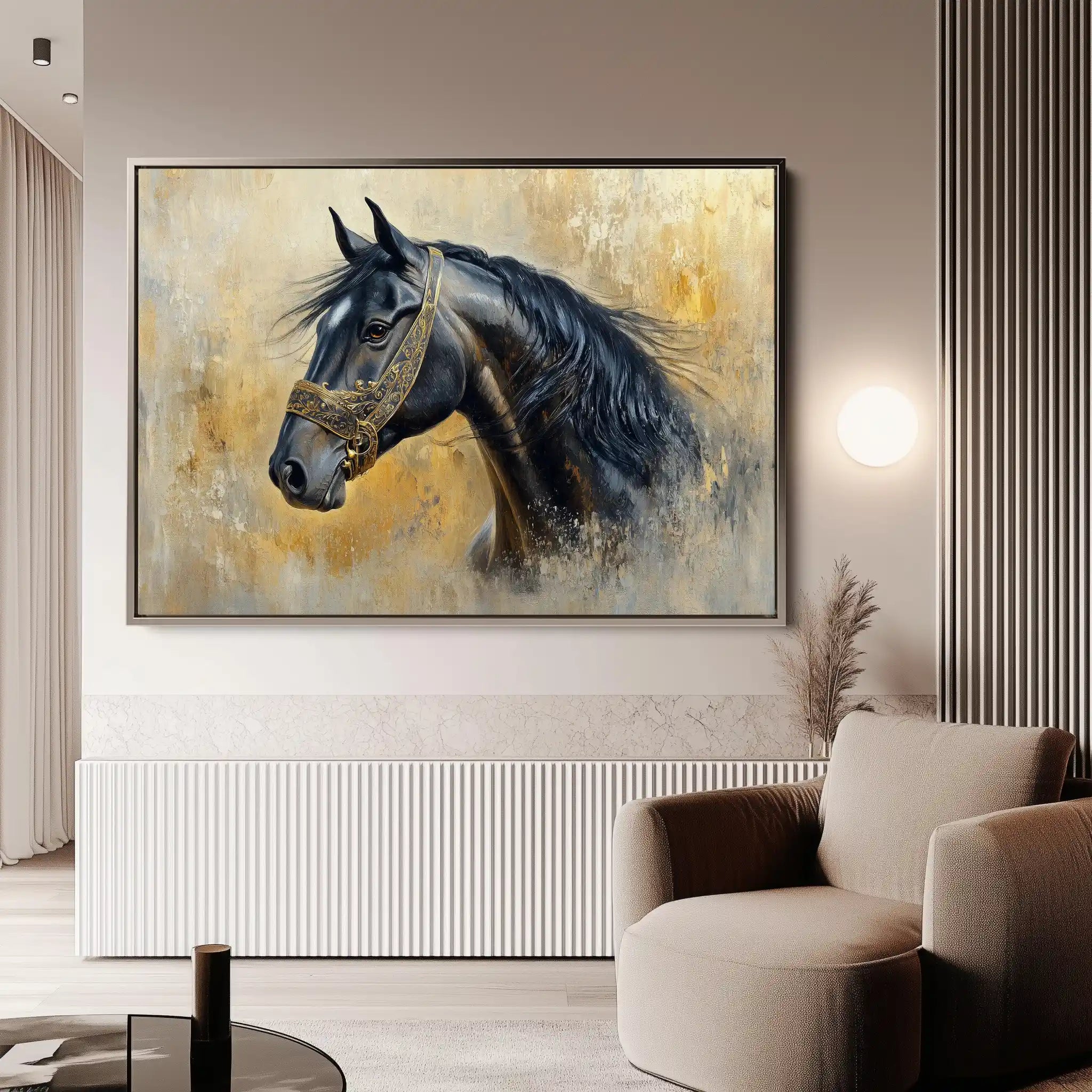 Horses 013 Canvas Art 60 x 40 cm / Black