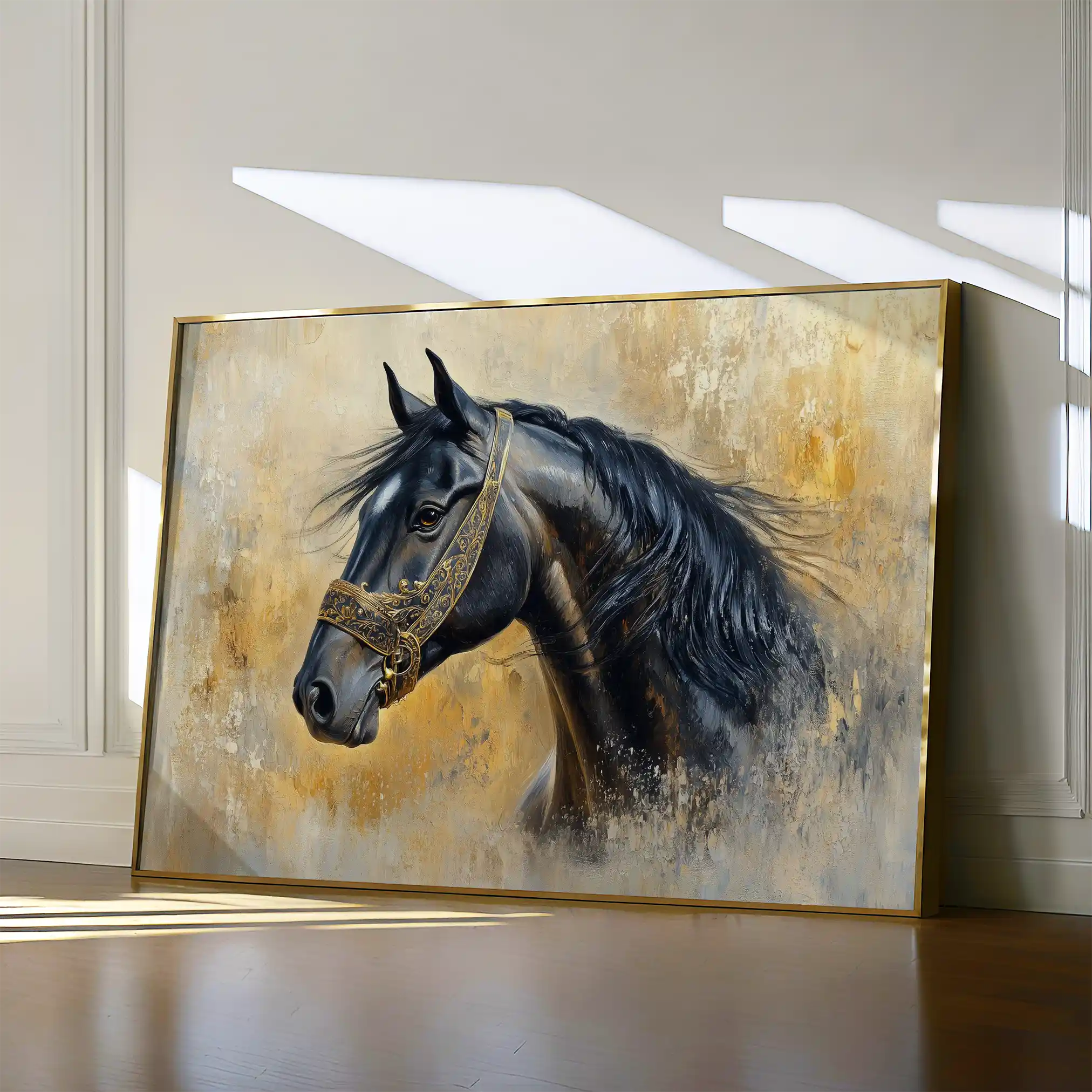 Horses 013 Canvas Art 60 x 40 cm / Black