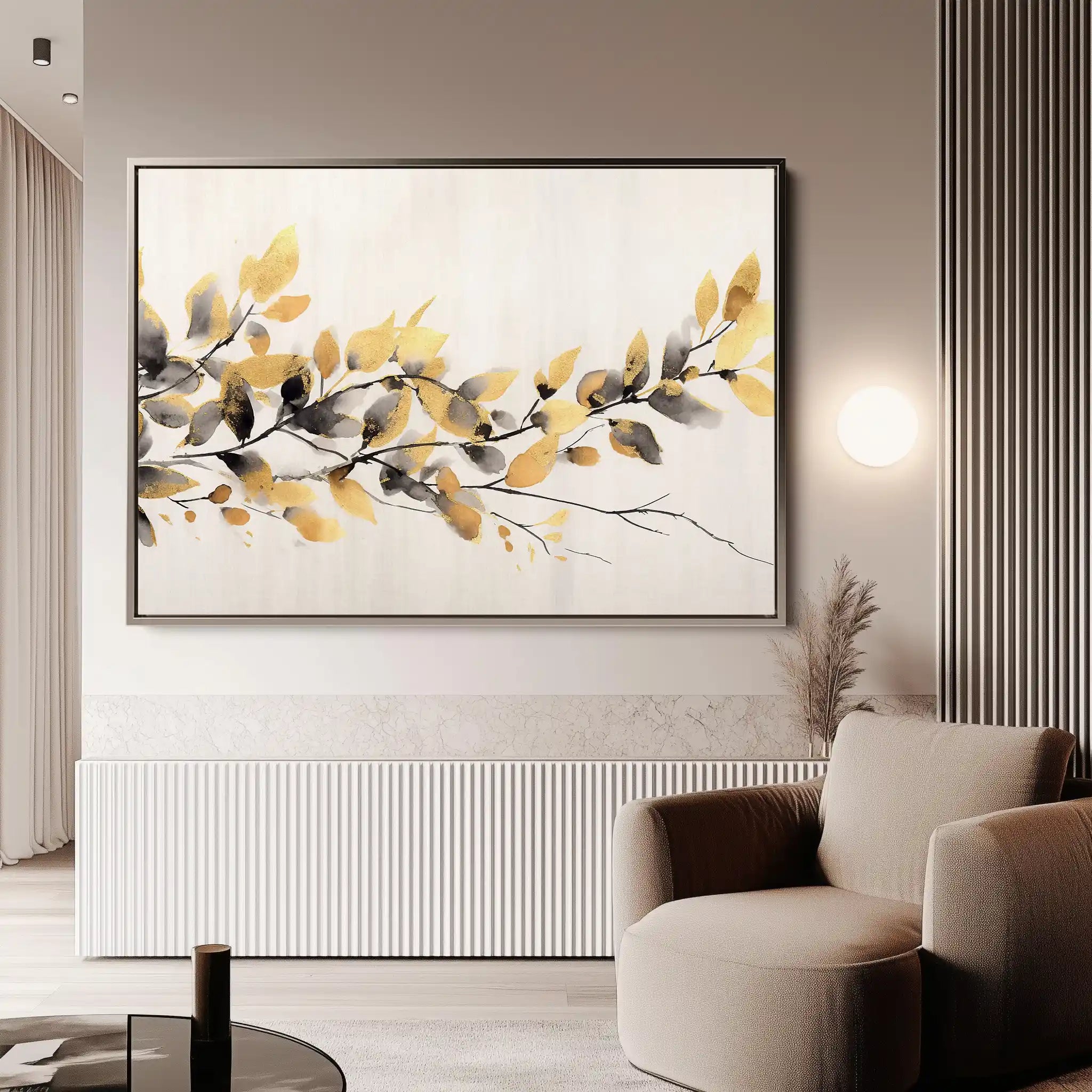 Floral 014 Canvas Art 60 x 40 cm / Black