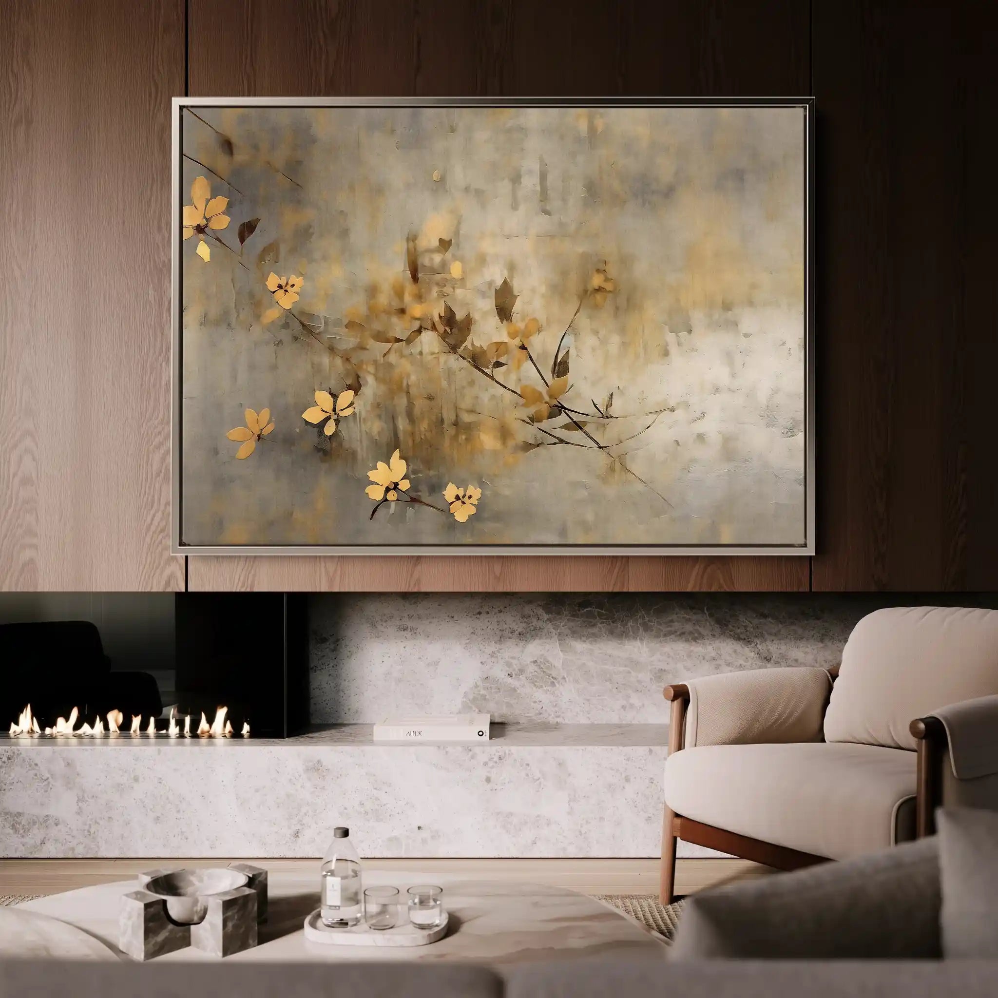Floral 015 Canvas Art 60 x 40 cm / Black