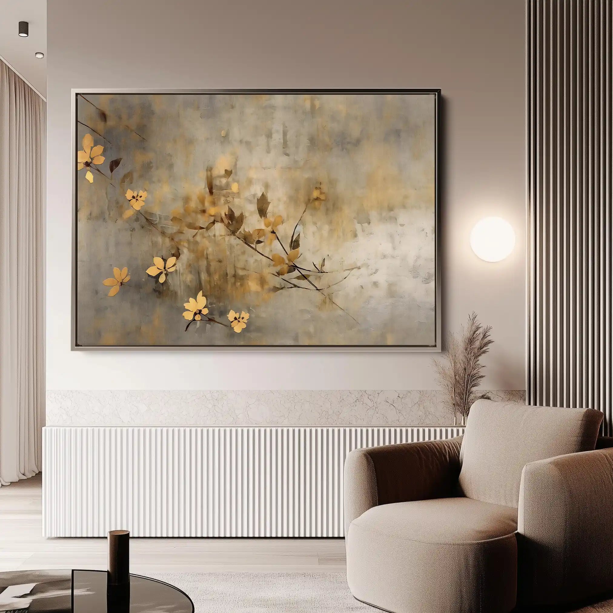 Floral 015 Canvas Art 60 x 40 cm / Black