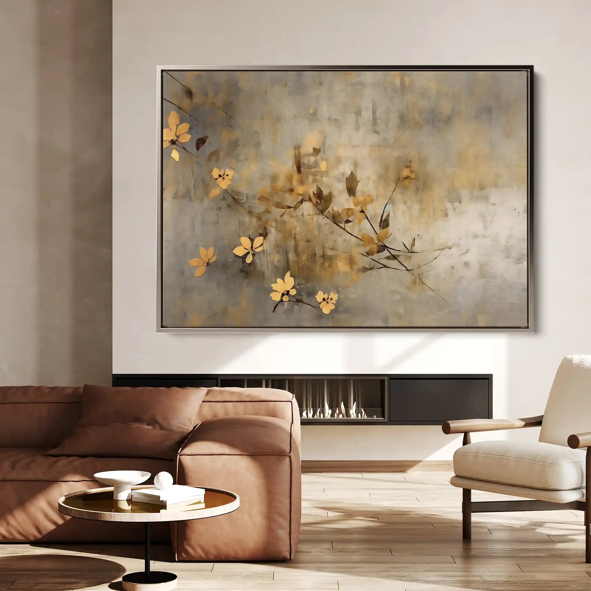Floral 015 Canvas Art 60 x 40 cm / Black