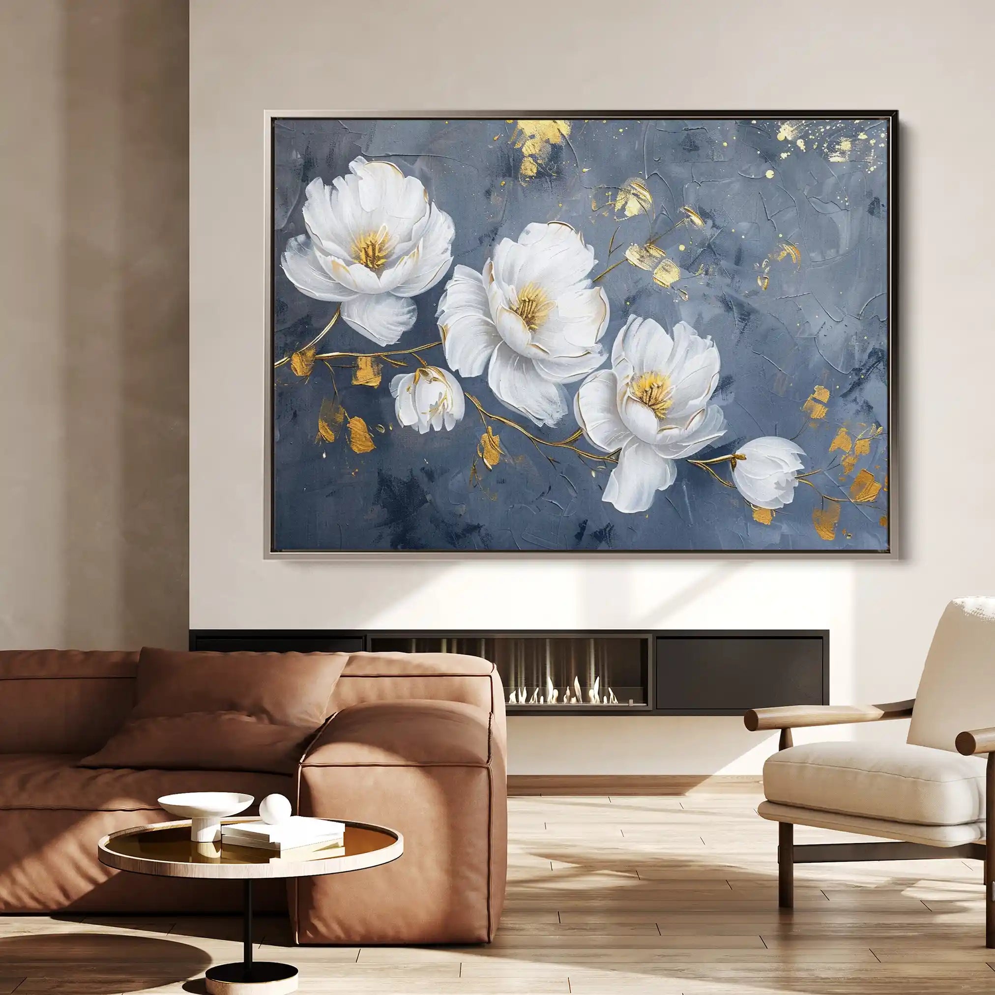 Floral 017 Canvas Art 60 x 40 cm / Black