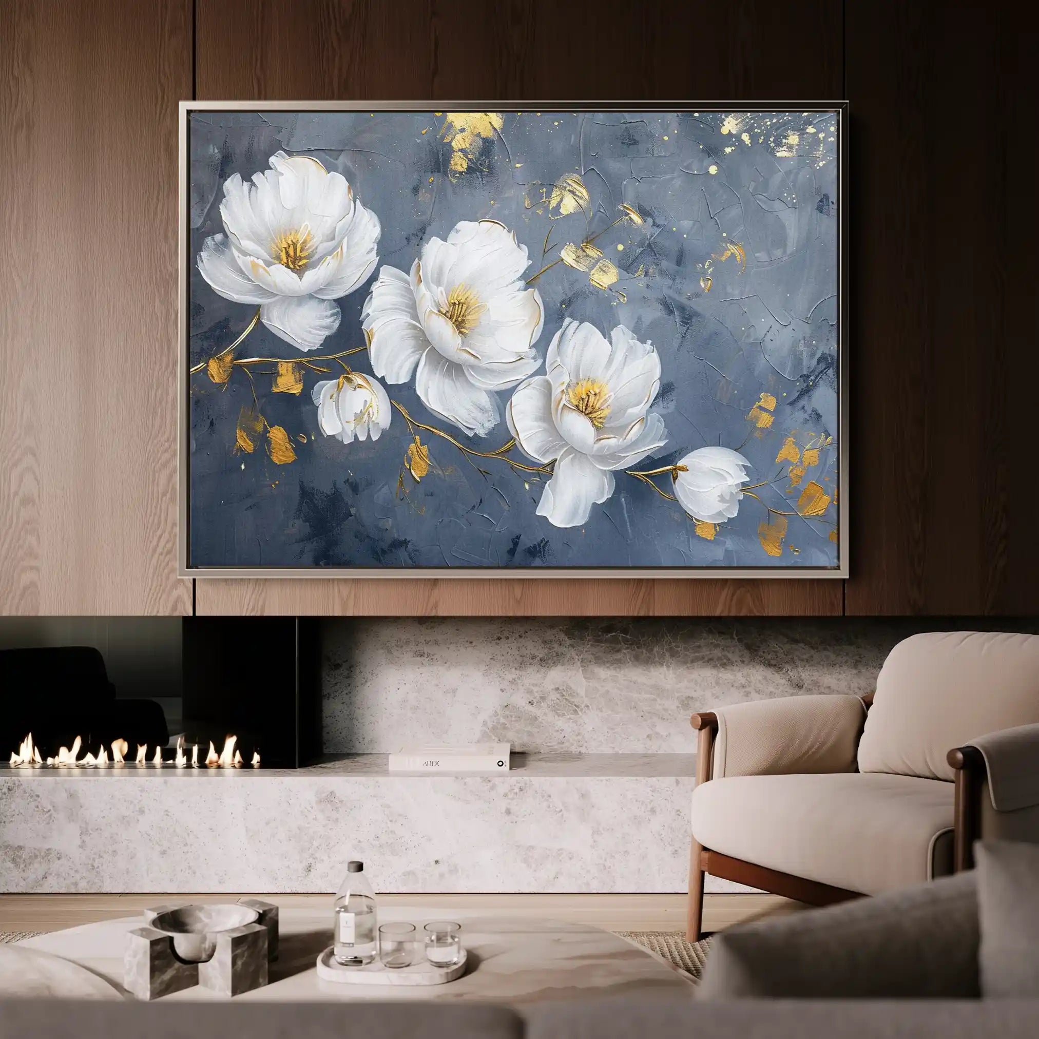 Floral 017 Canvas Art 60 x 40 cm / Black