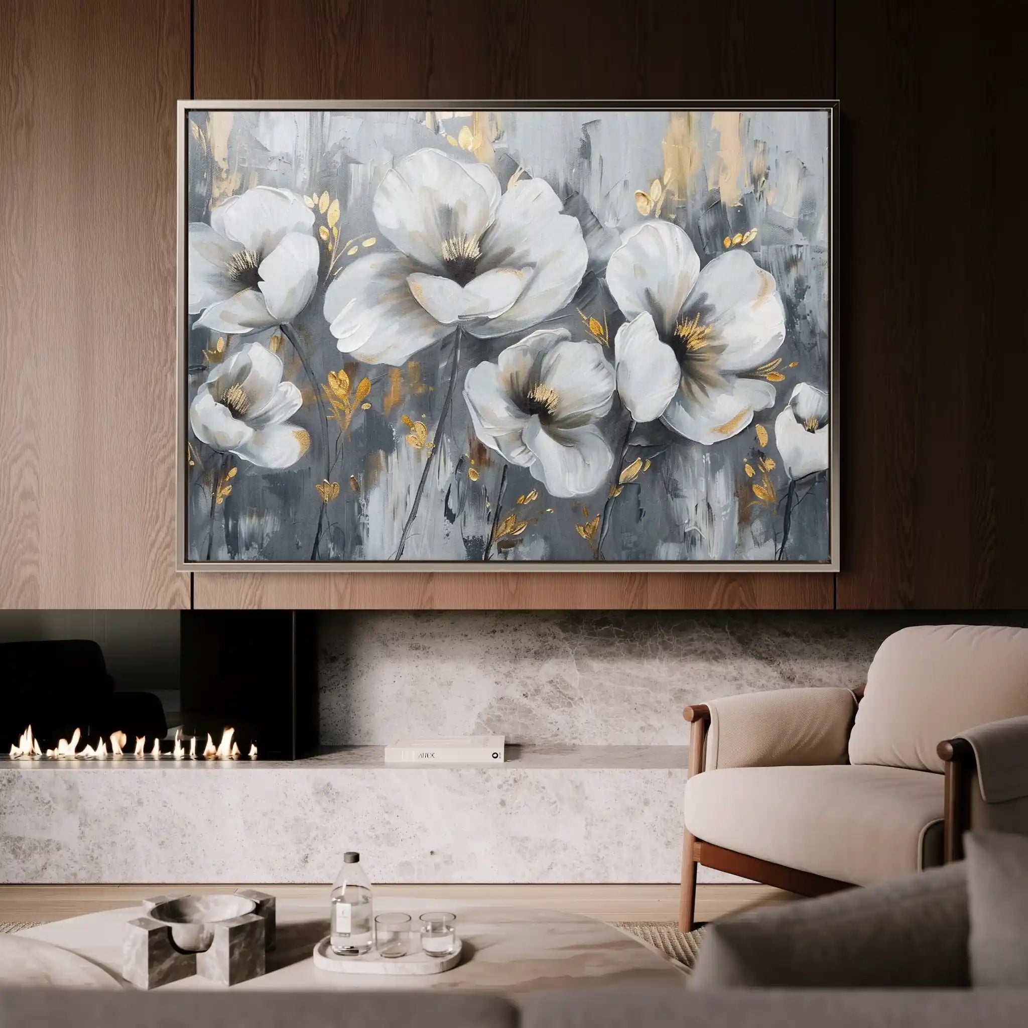 Floral 018 Canvas Art 60 x 40 cm / Black