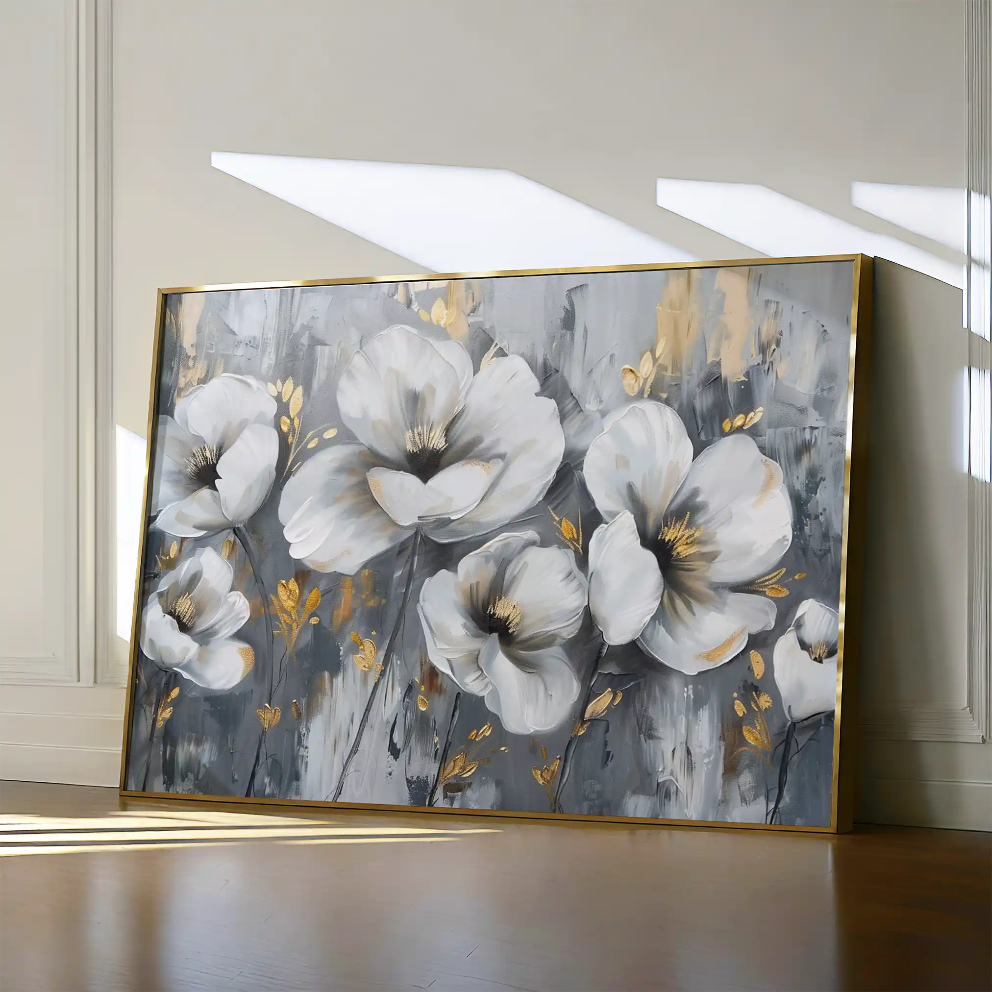 Floral 018 Canvas Art 60 x 40 cm / Black