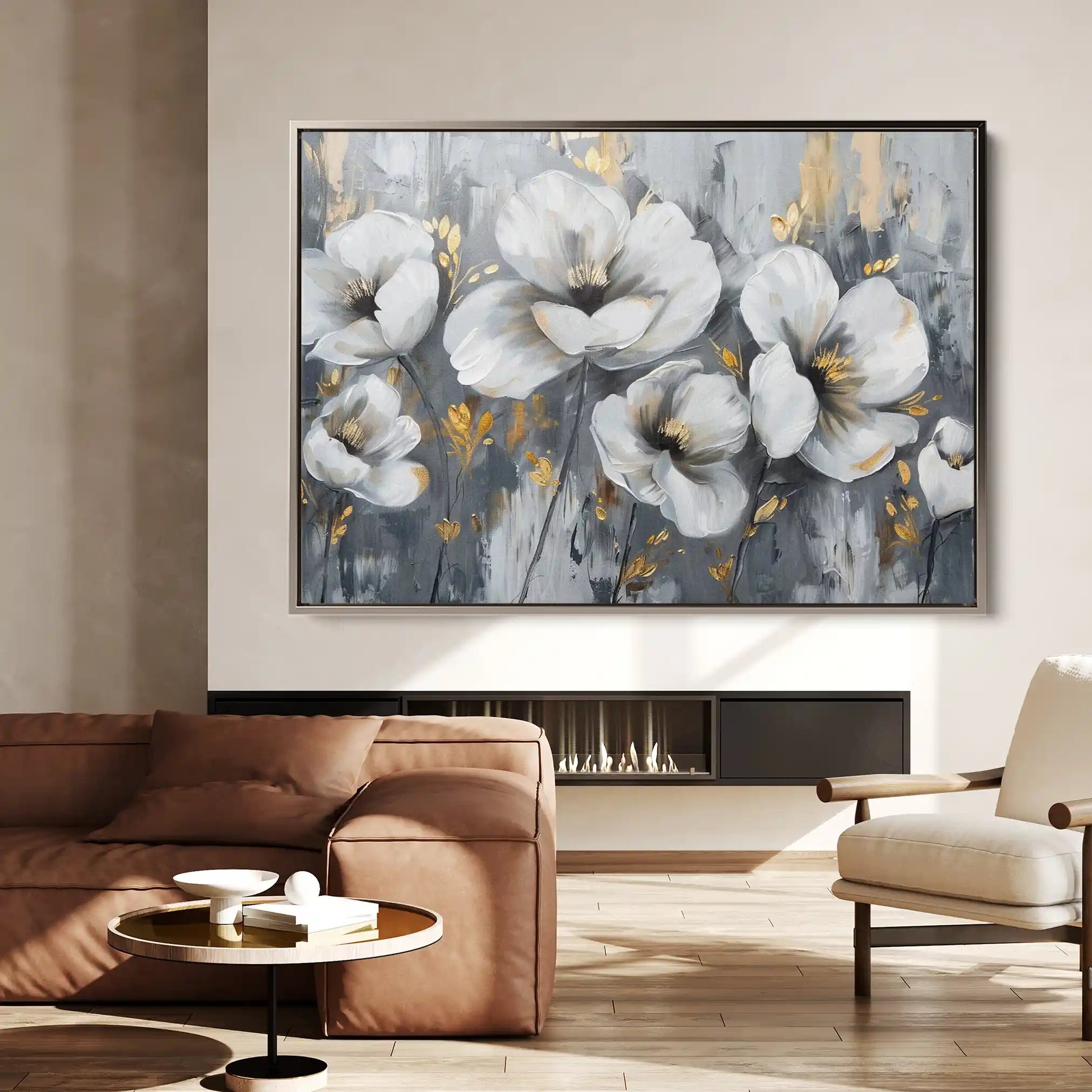 Floral 018 Canvas Art 60 x 40 cm / Black