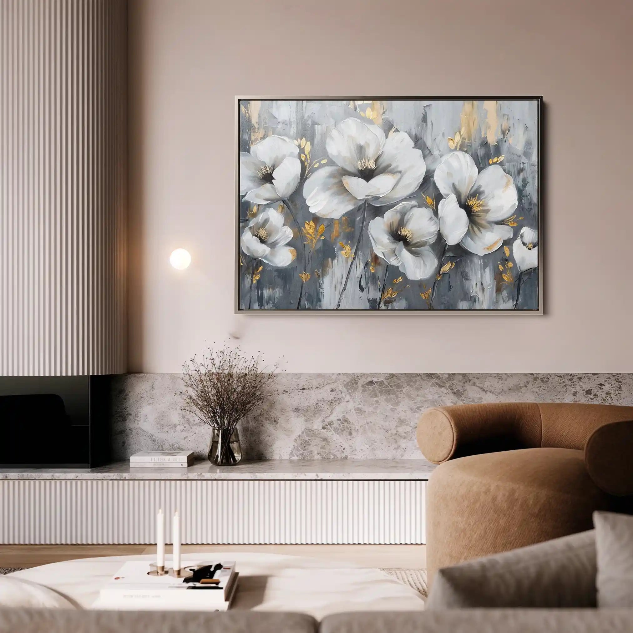 Floral 018 Canvas Art 60 x 40 cm / Black