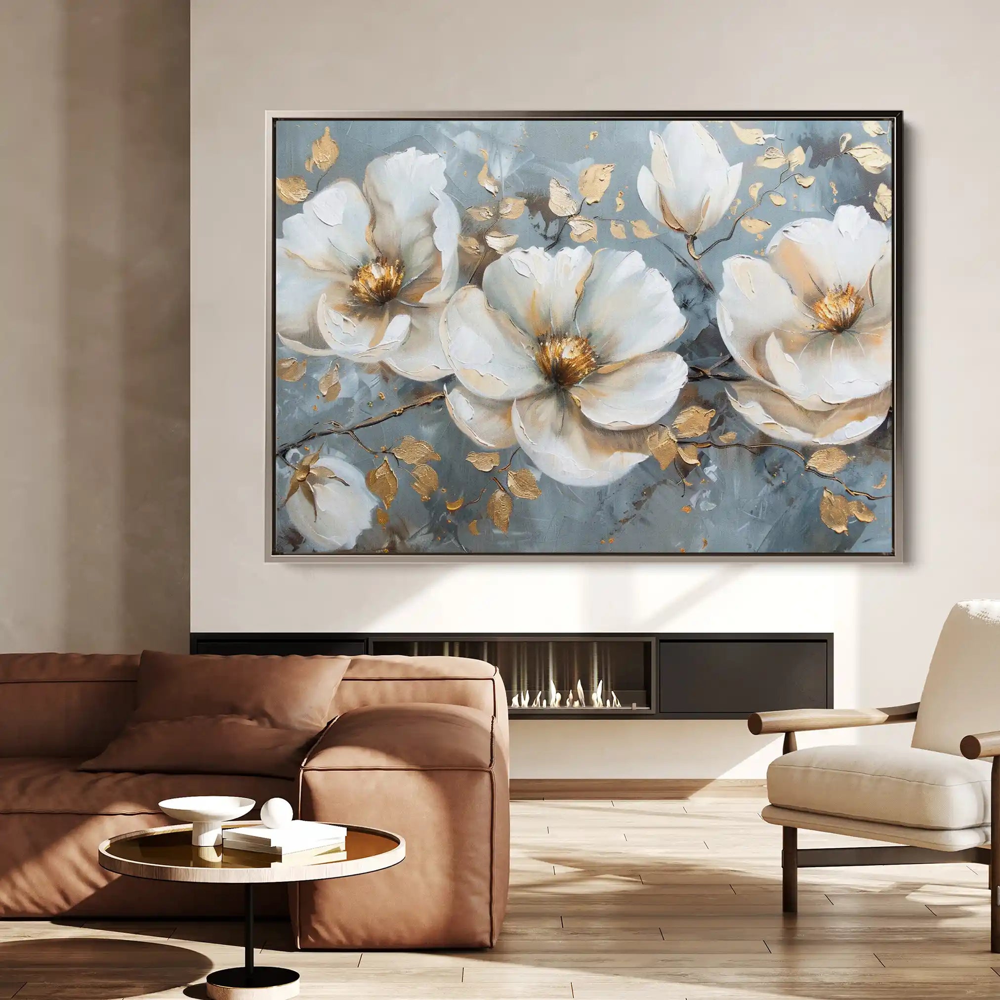 Floral 020 Canvas Art 60 x 40 cm / Black
