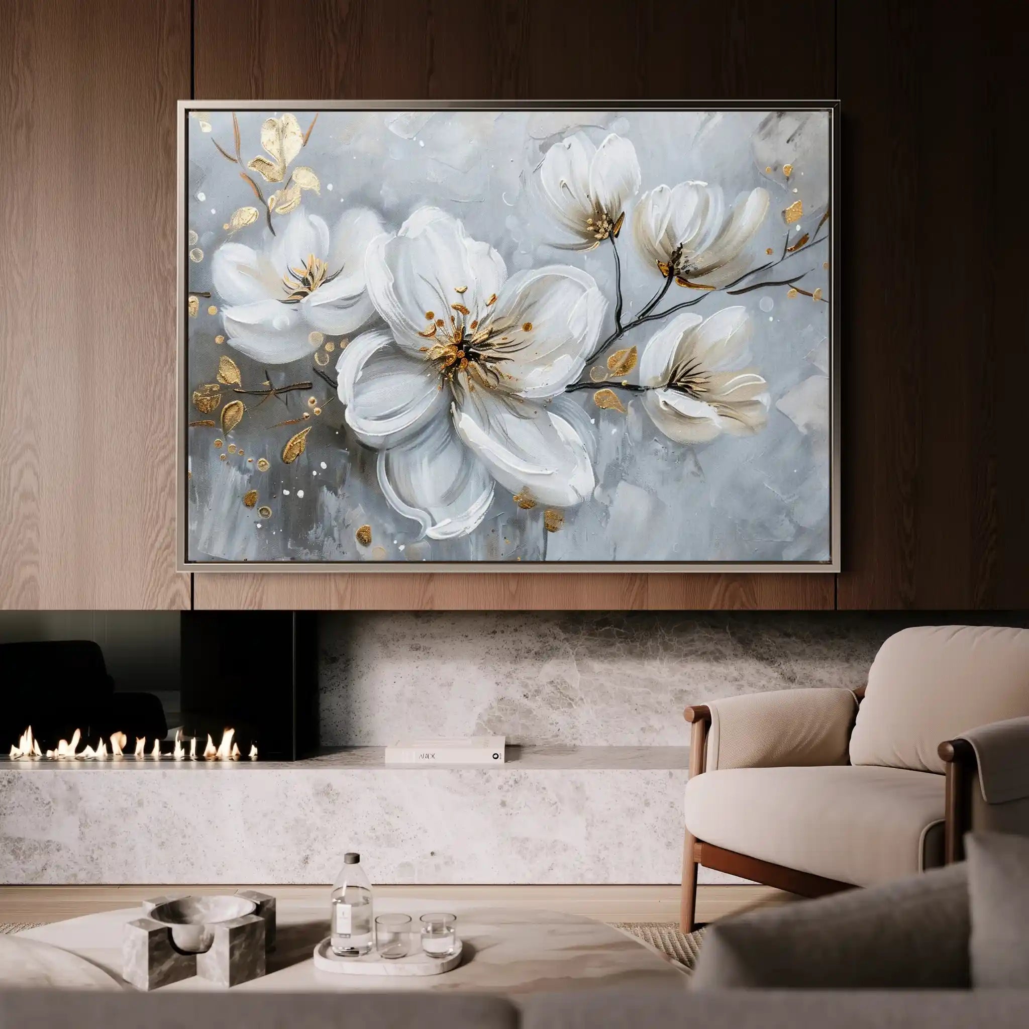 Floral 021 Canvas Art 60 x 40 cm / Black