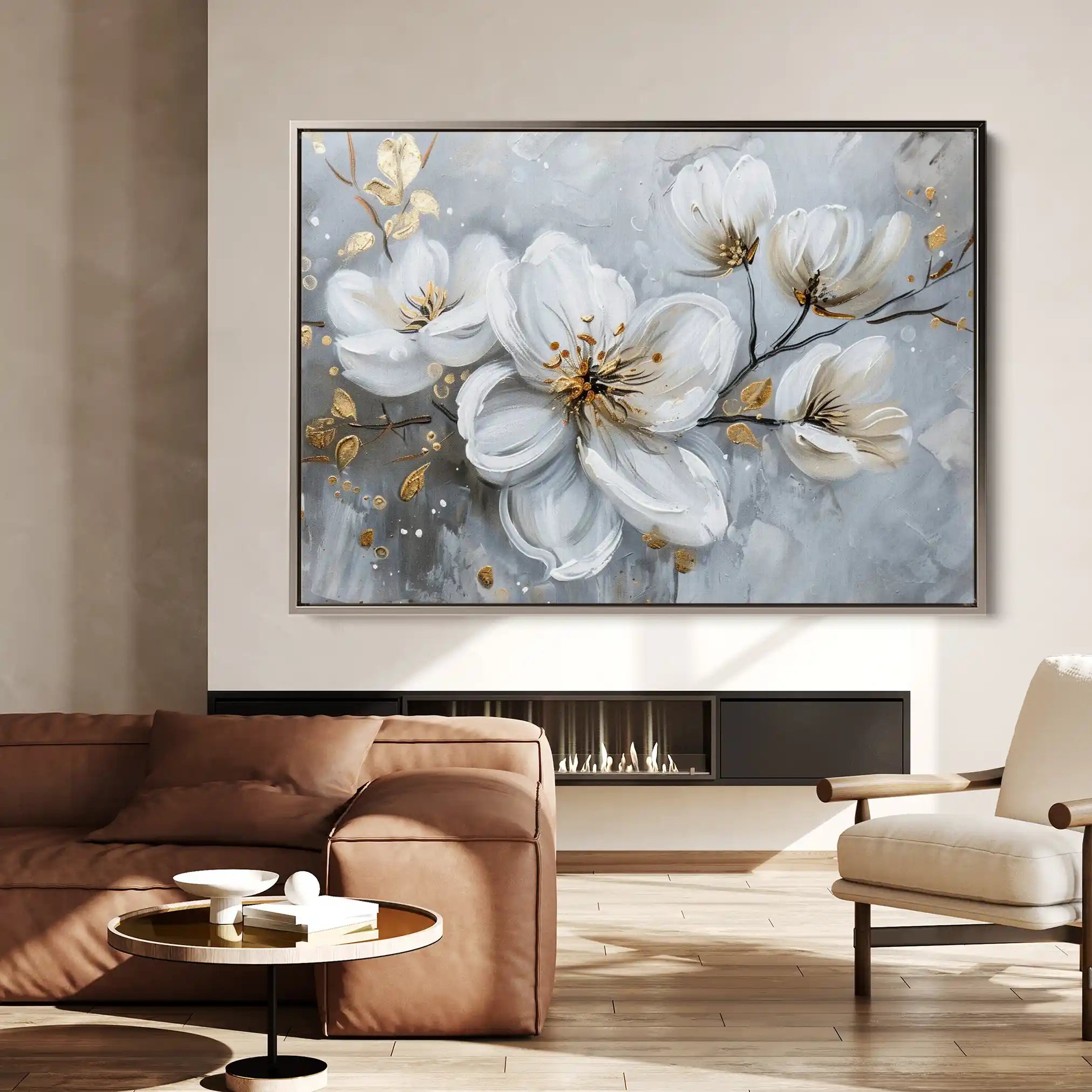 Floral 021 Canvas Art 60 x 40 cm / Black