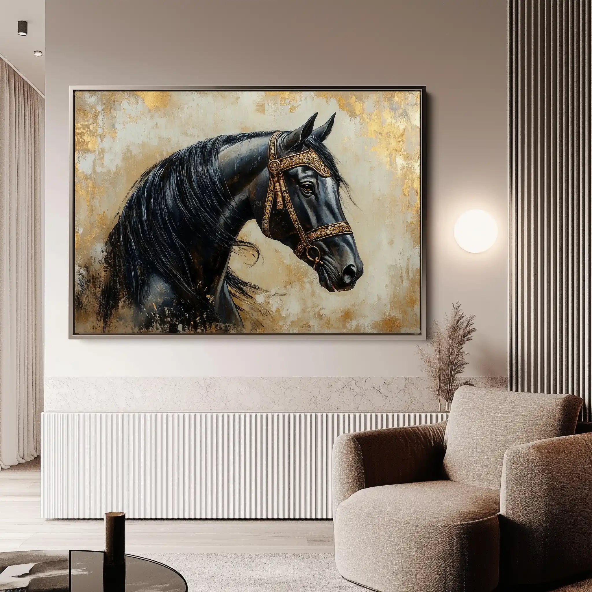 Horses 044 Canvas Art 60 x 40 cm / Black