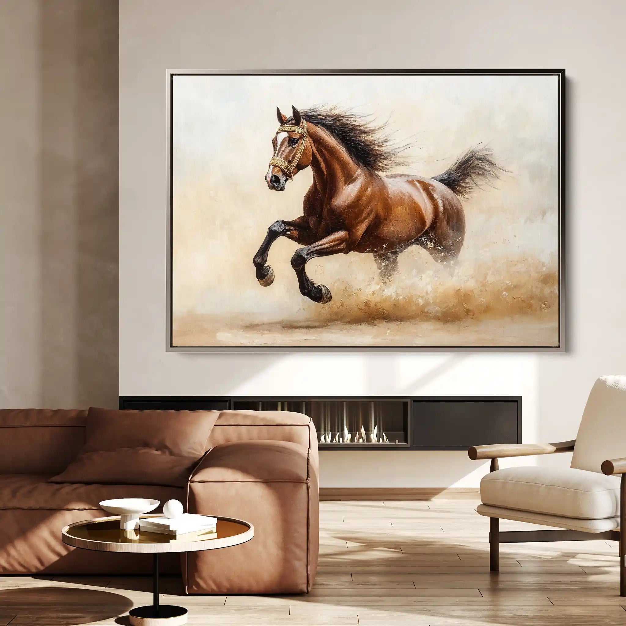 Horses 050 Canvas Art 60 x 40 cm / Black