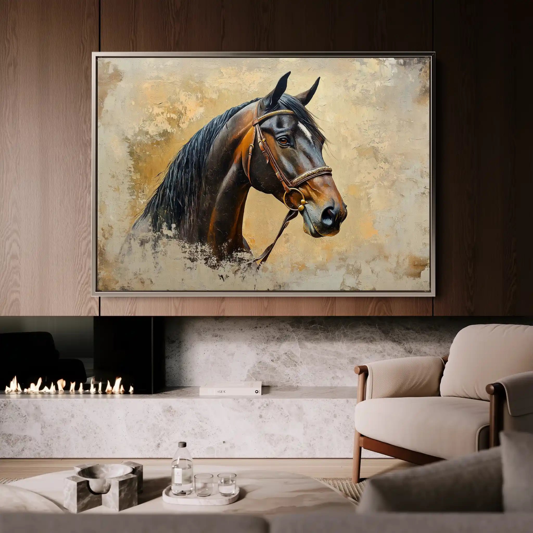 Horses 060 Canvas Art 60 x 40 cm / Black
