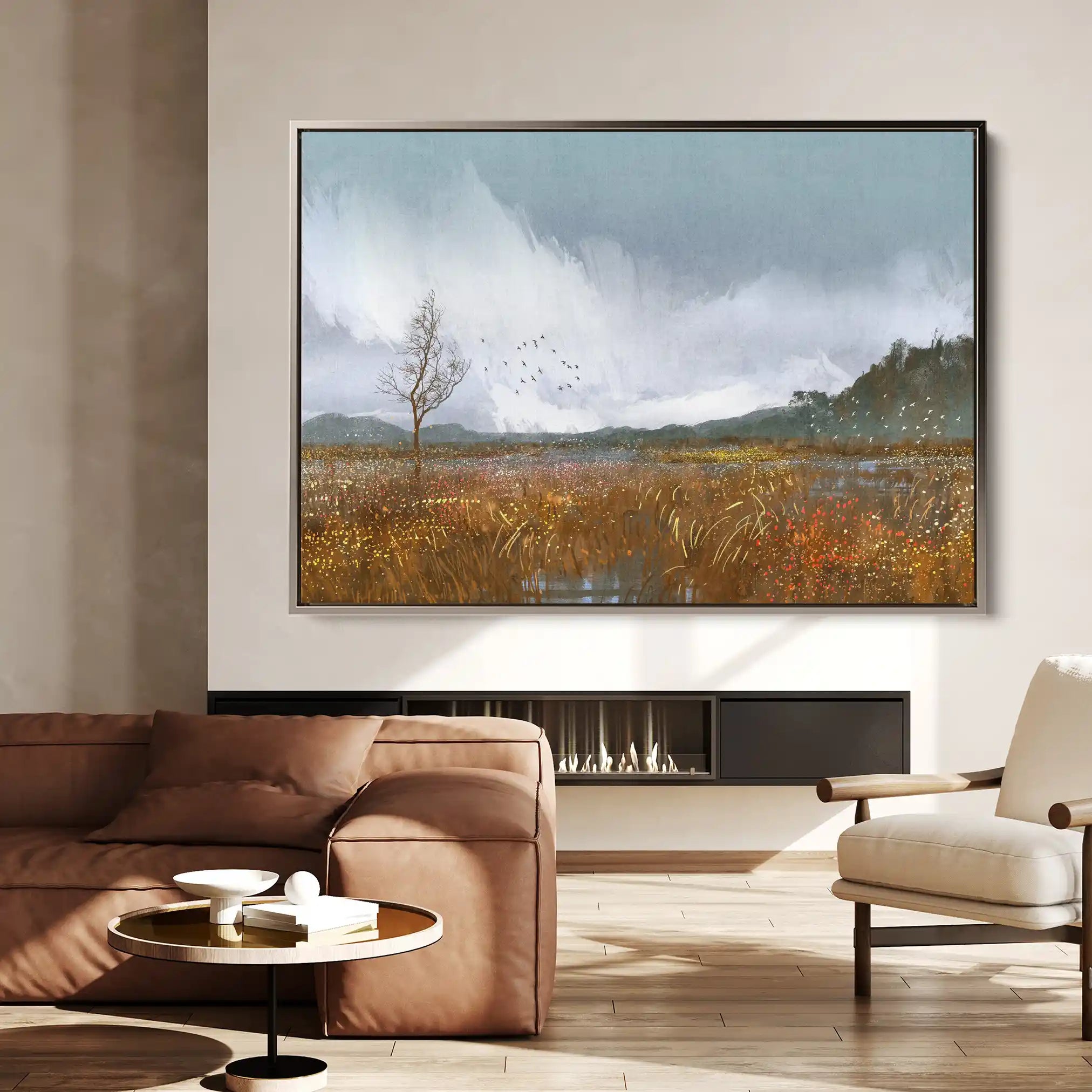 Landscape 064 Canvas Art 60 x 40 cm / Black
