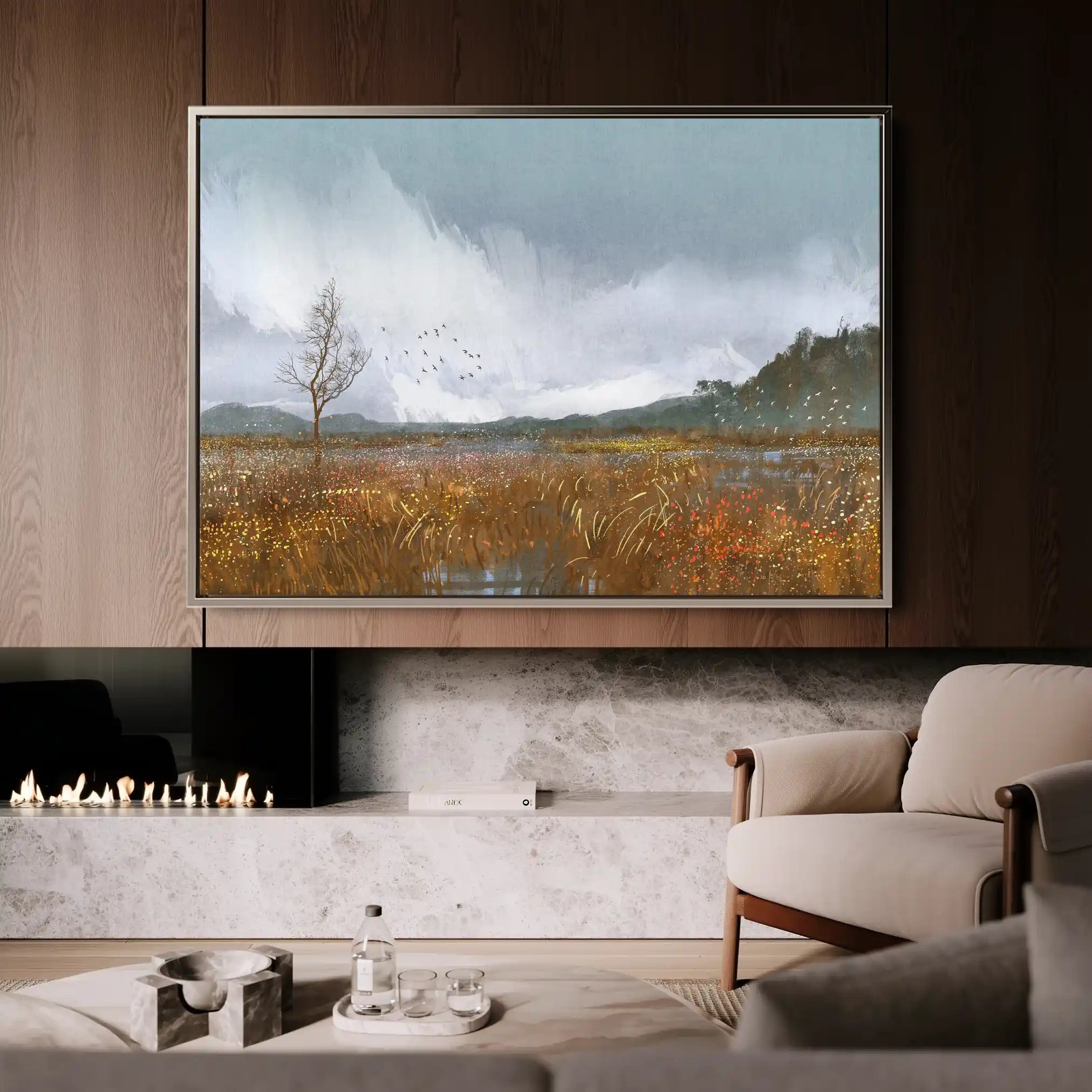Landscape 064 Canvas Art 60 x 40 cm / Black