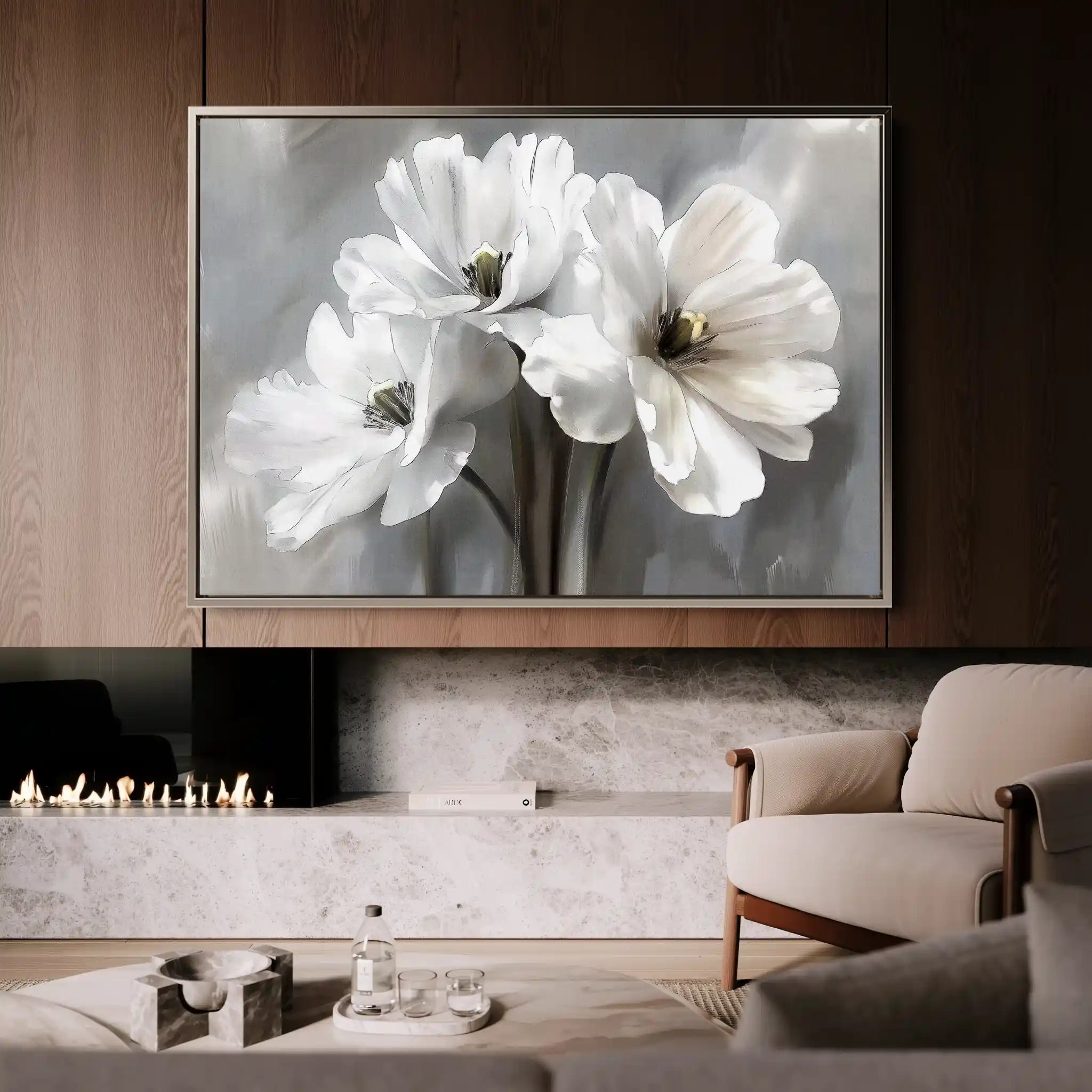Floral 069 Canvas Art 60 x 40 cm / Black