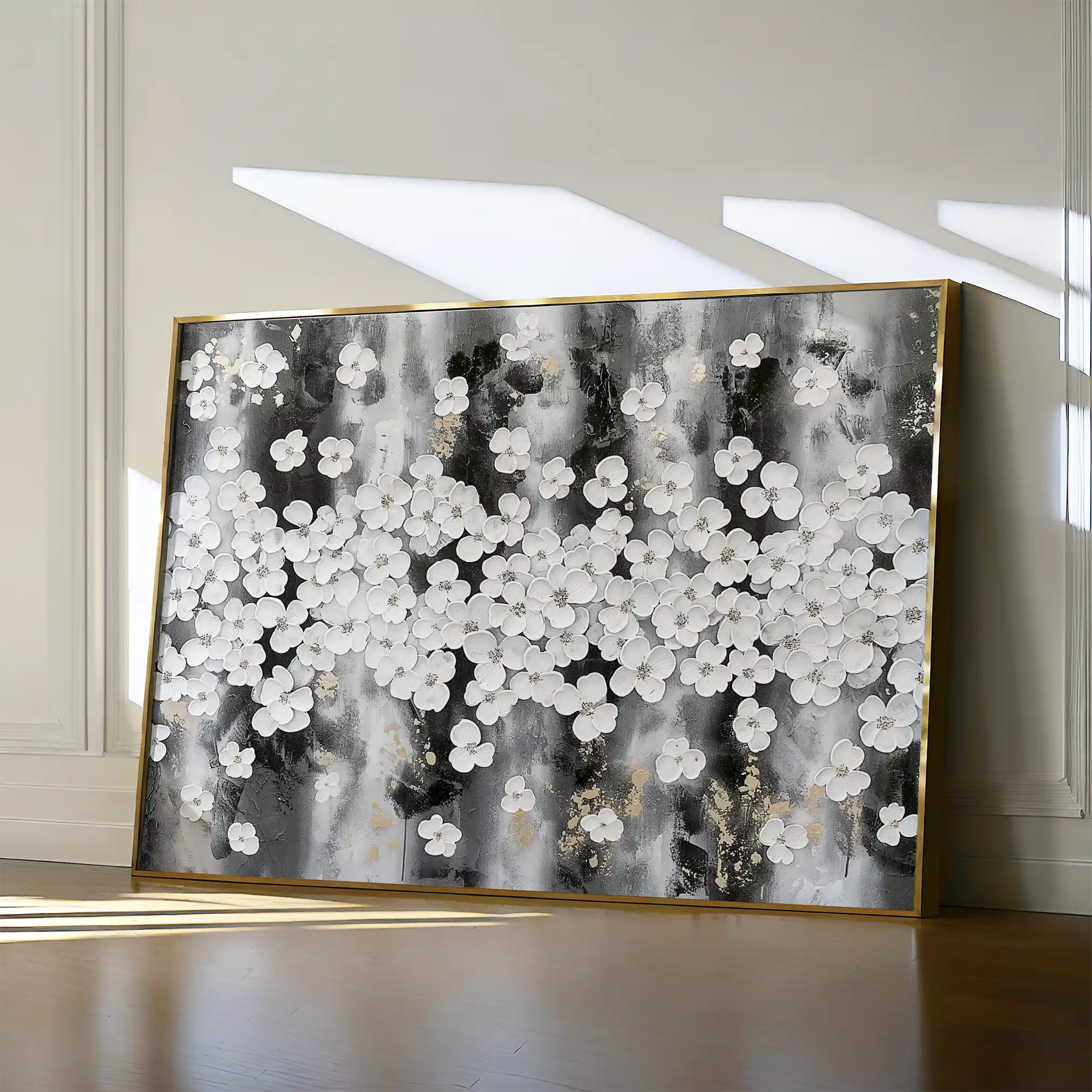Floral 077 Canvas Art 60 x 40 cm / Black