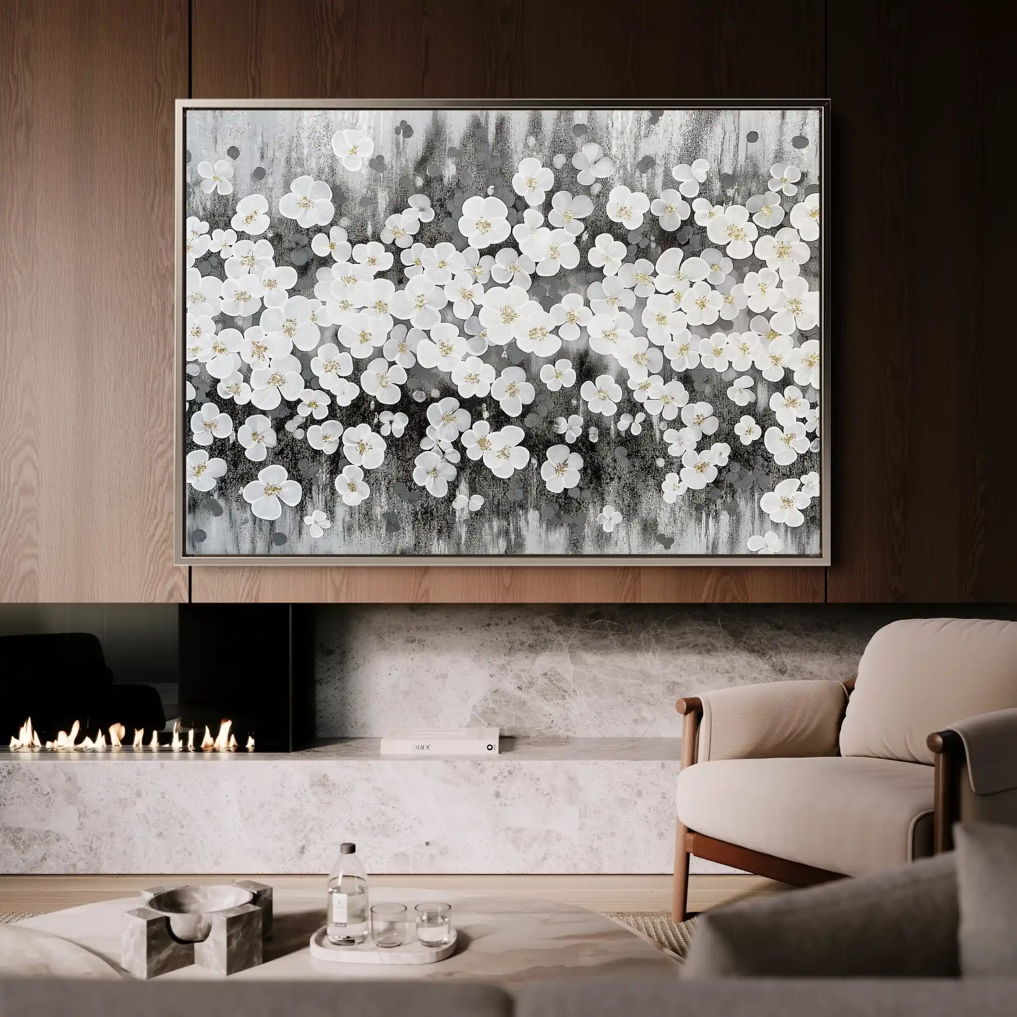 Floral 078 Canvas Art 60 x 40 cm / Black